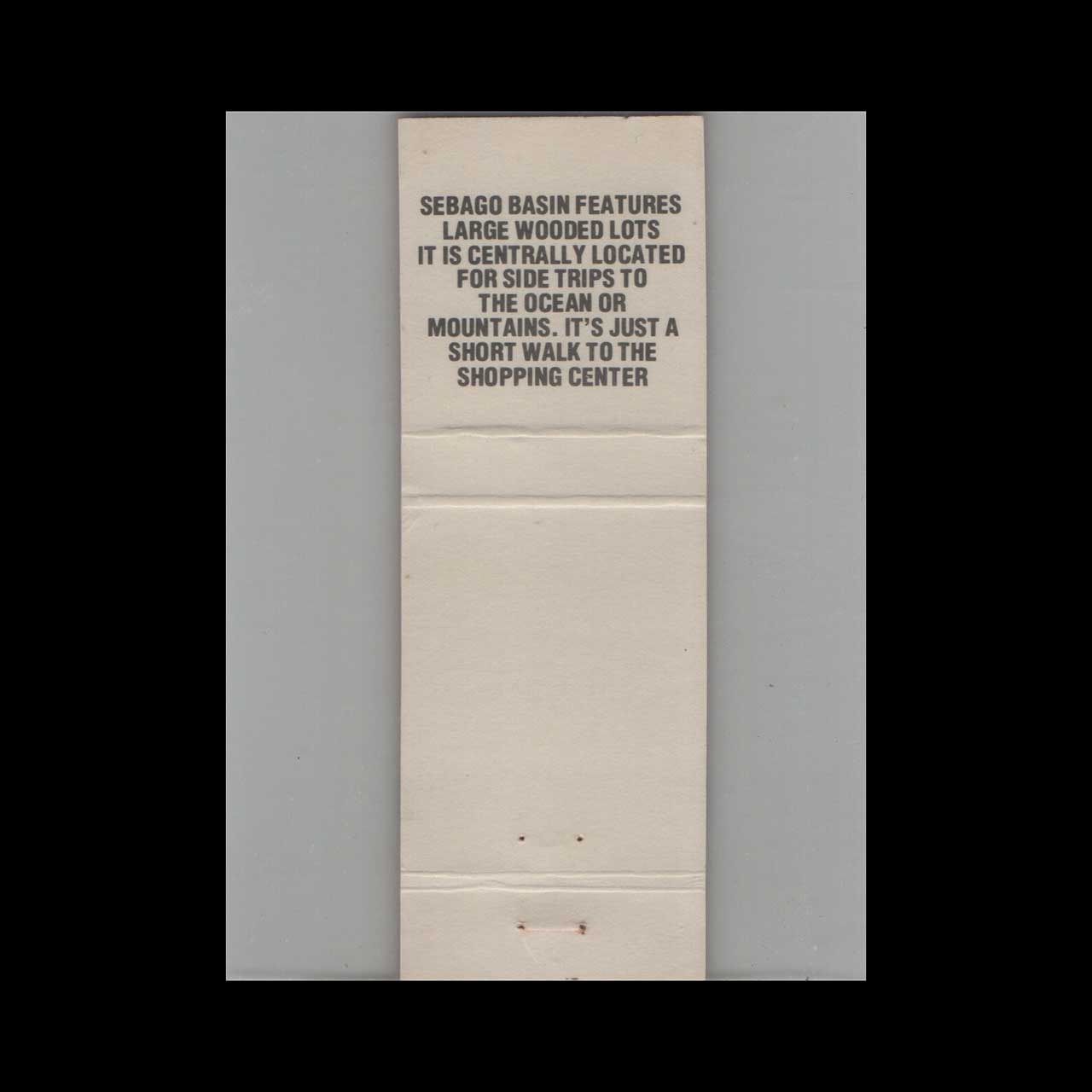 Sebago Basin Camping Area Matchbook Cover N Windham ME Sebago Basin Camping Area Matchbook Cover N Windham ME