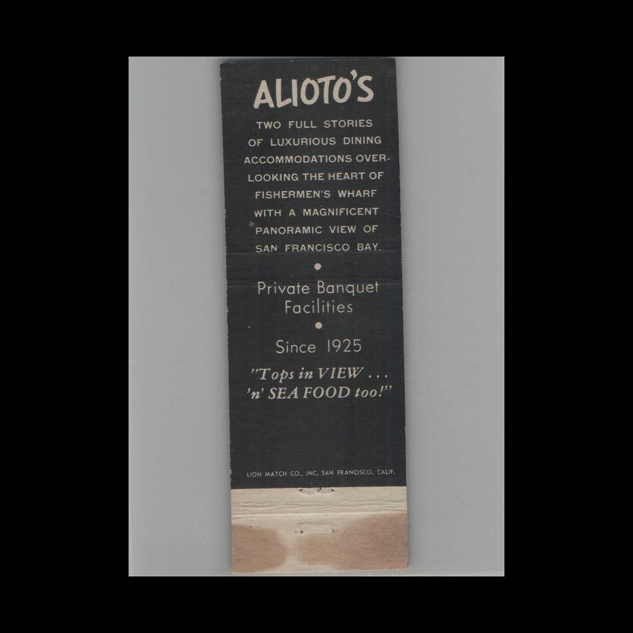 Aliotos Restaurant San Francisco Matchbook Cover Aliotos Restaurant San Francisco Matchbook Cover