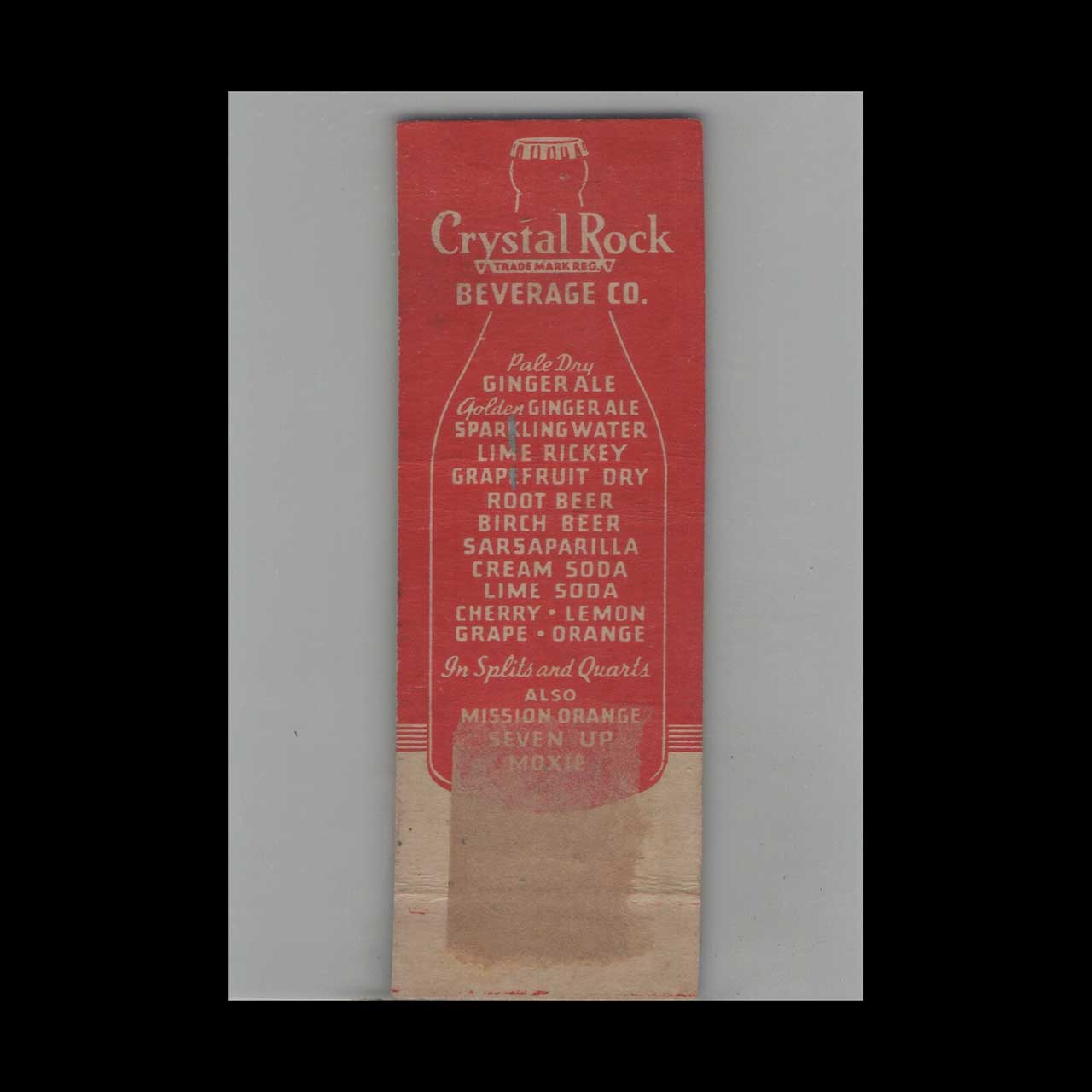 Crystal Rock Beverages Matchbook Cover Wernersvill Crystal Rock Beverages Matchbook Cover Wernersvill