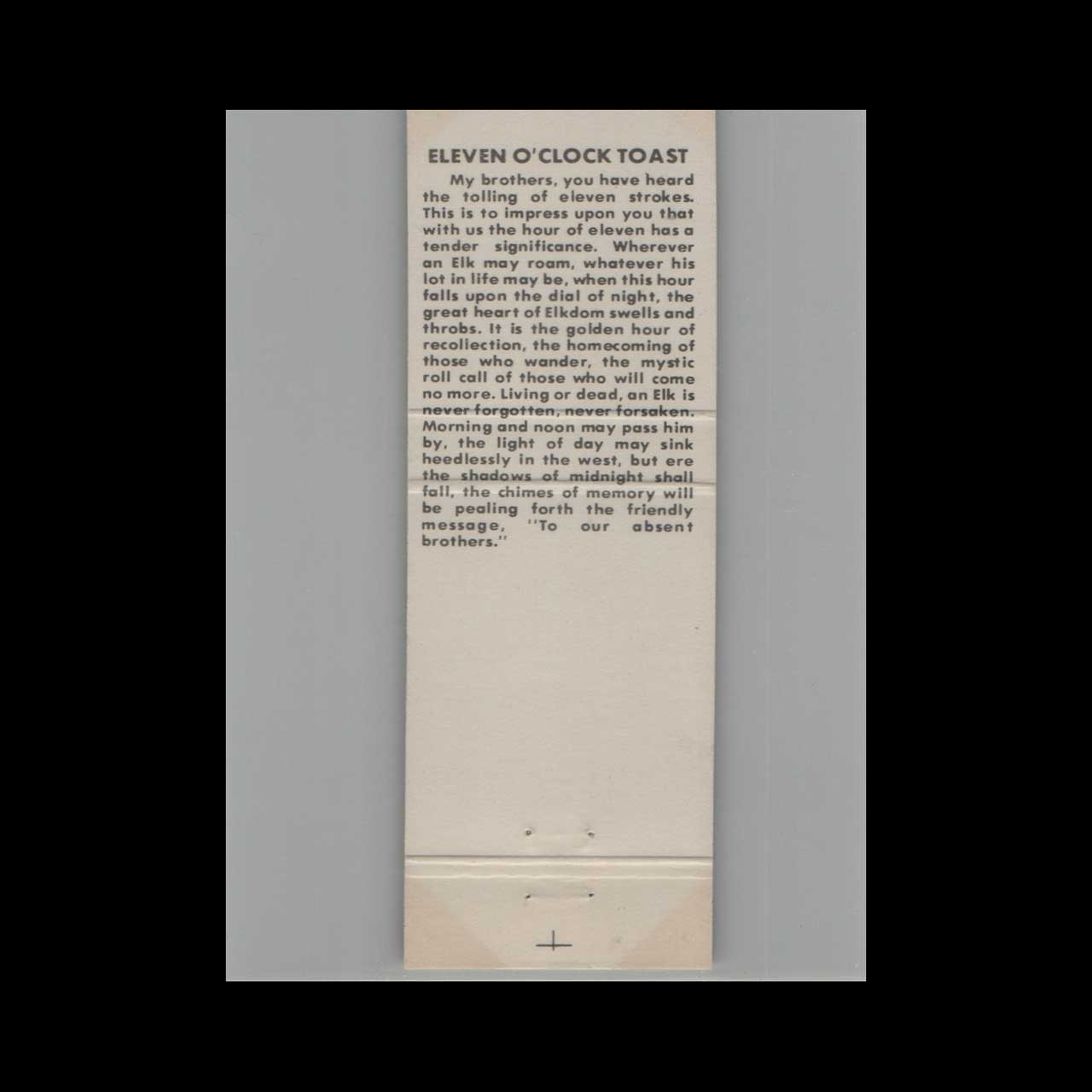 BPOE Elks Club 1935 Matchbook Cover Coquille Valley OR BPOE Elks Club 1935 Matchbook Cover Coquille Valley OR