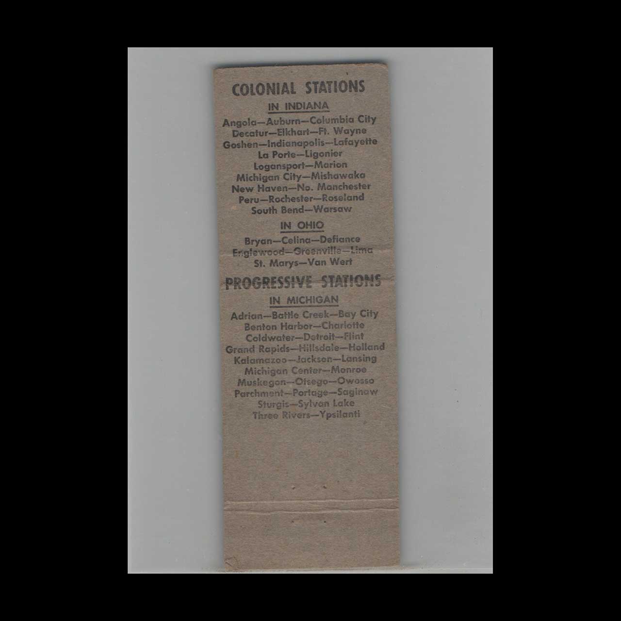 Valvoline Colonial Oil Co Matchbook Cover Detroit MI Valvoline Colonial Oil Co Matchbook Cover Detroit MI