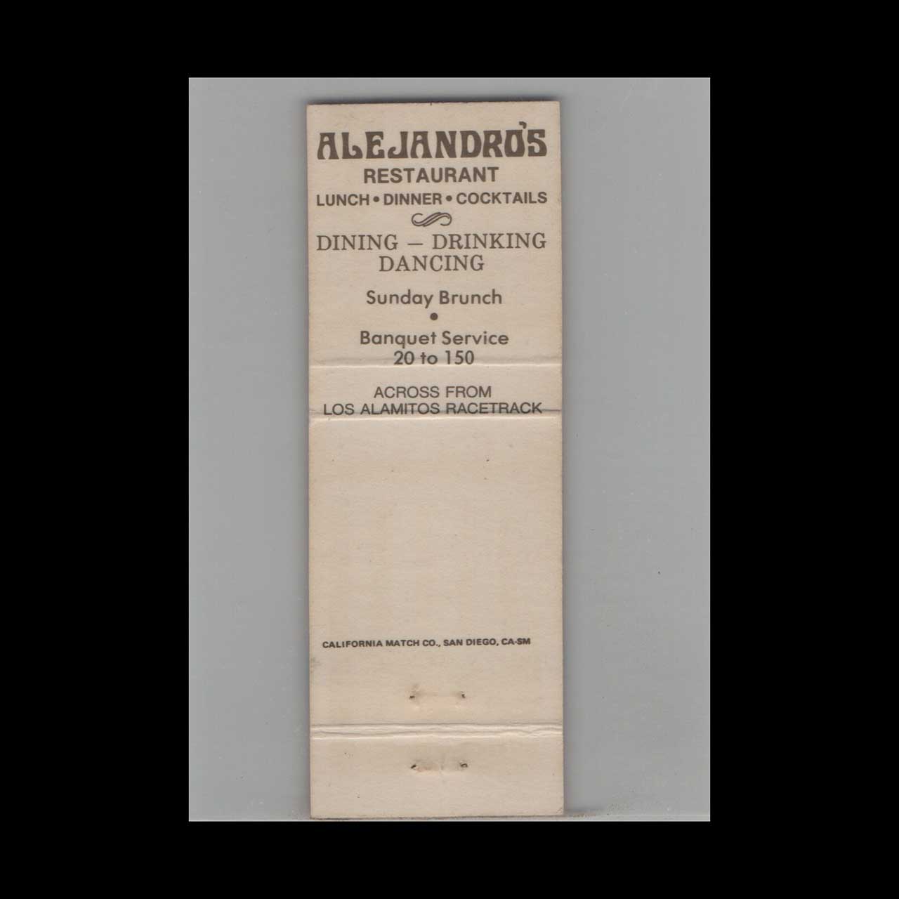 Alejandros Restaurant Los Alamitos Matchbook Cover Alejandros Restaurant Los Alamitos Matchbook Cover
