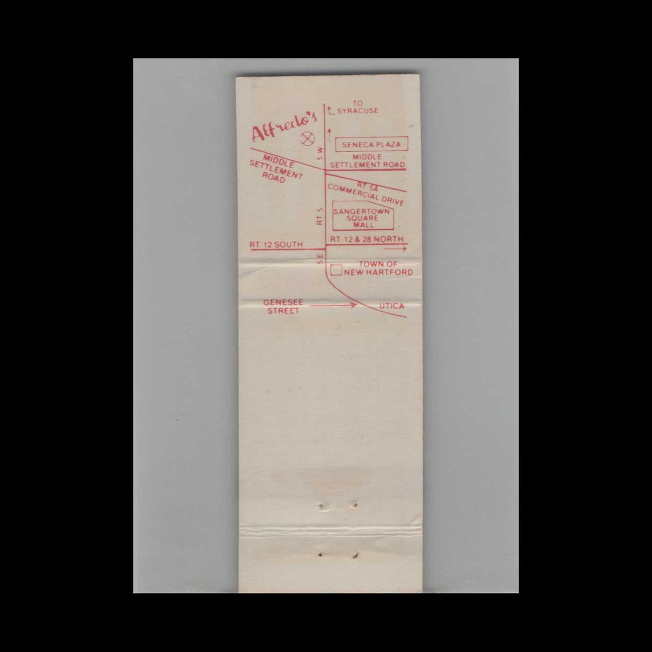 Alfredos Ristorante Matchbook Cover New Hartford NY Alfredos Ristorante Matchbook Cover New Hartford NY