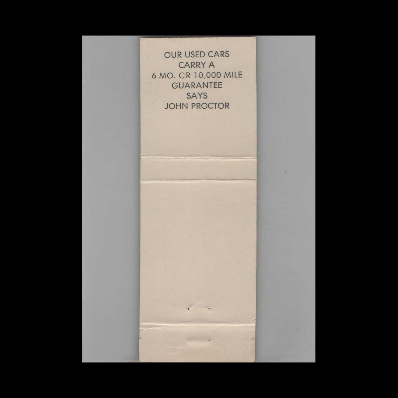 Highland Motors Toyota Dealer Roslindale MA Matchbook Cover Highland Motors Toyota Dealer Roslindale MA Matchbook Cover