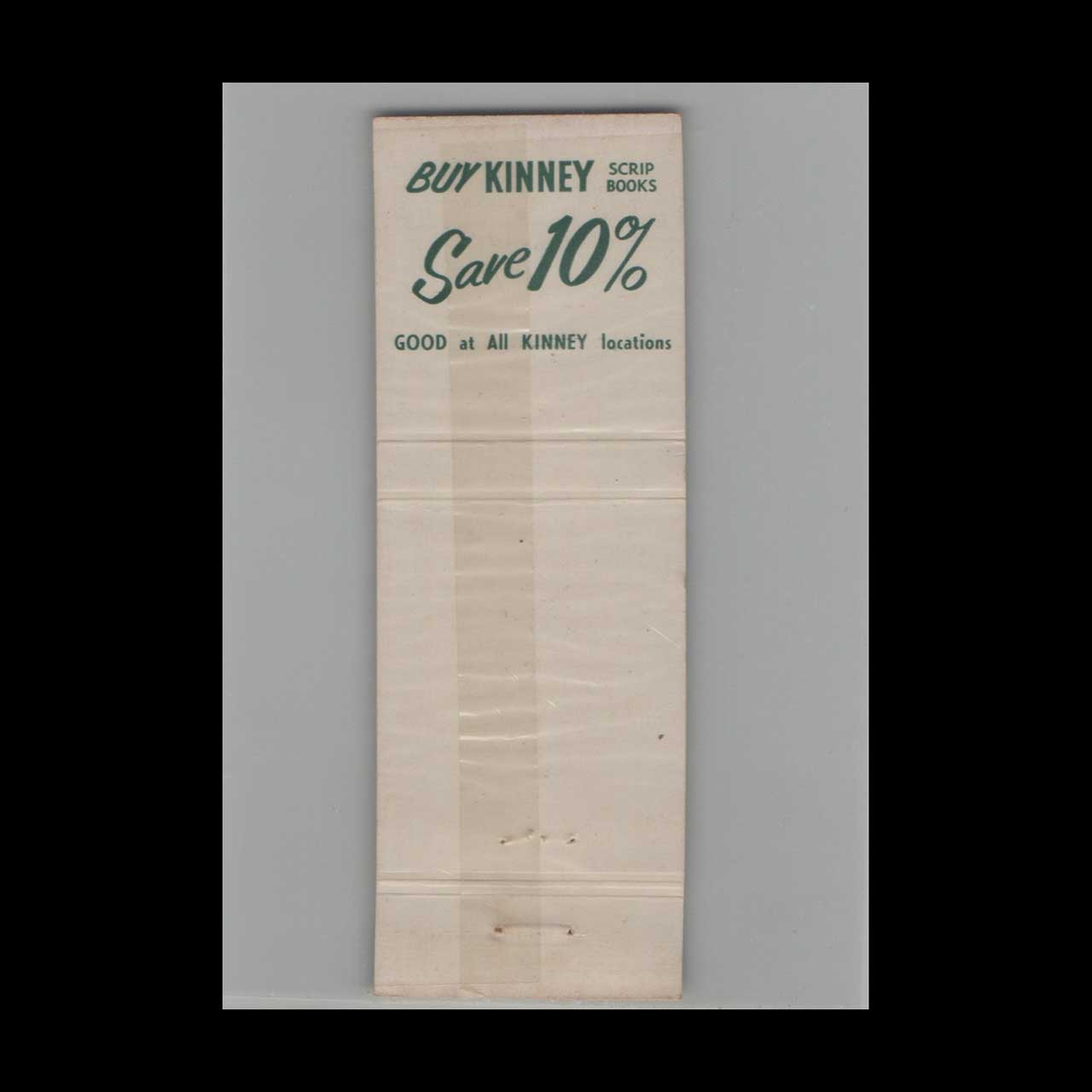 Kinney System Matchbook Cover New York NY Kinney System Matchbook Cover New York NY