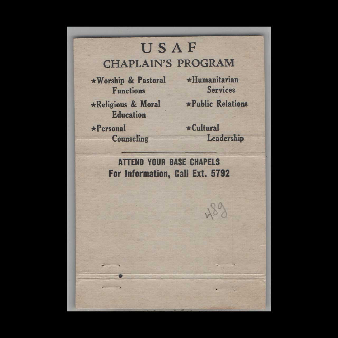 Kelly Air Force Base Matchbook Cover San Antonio TX Kelly Air Force Base Matchbook Cover San Antonio TX