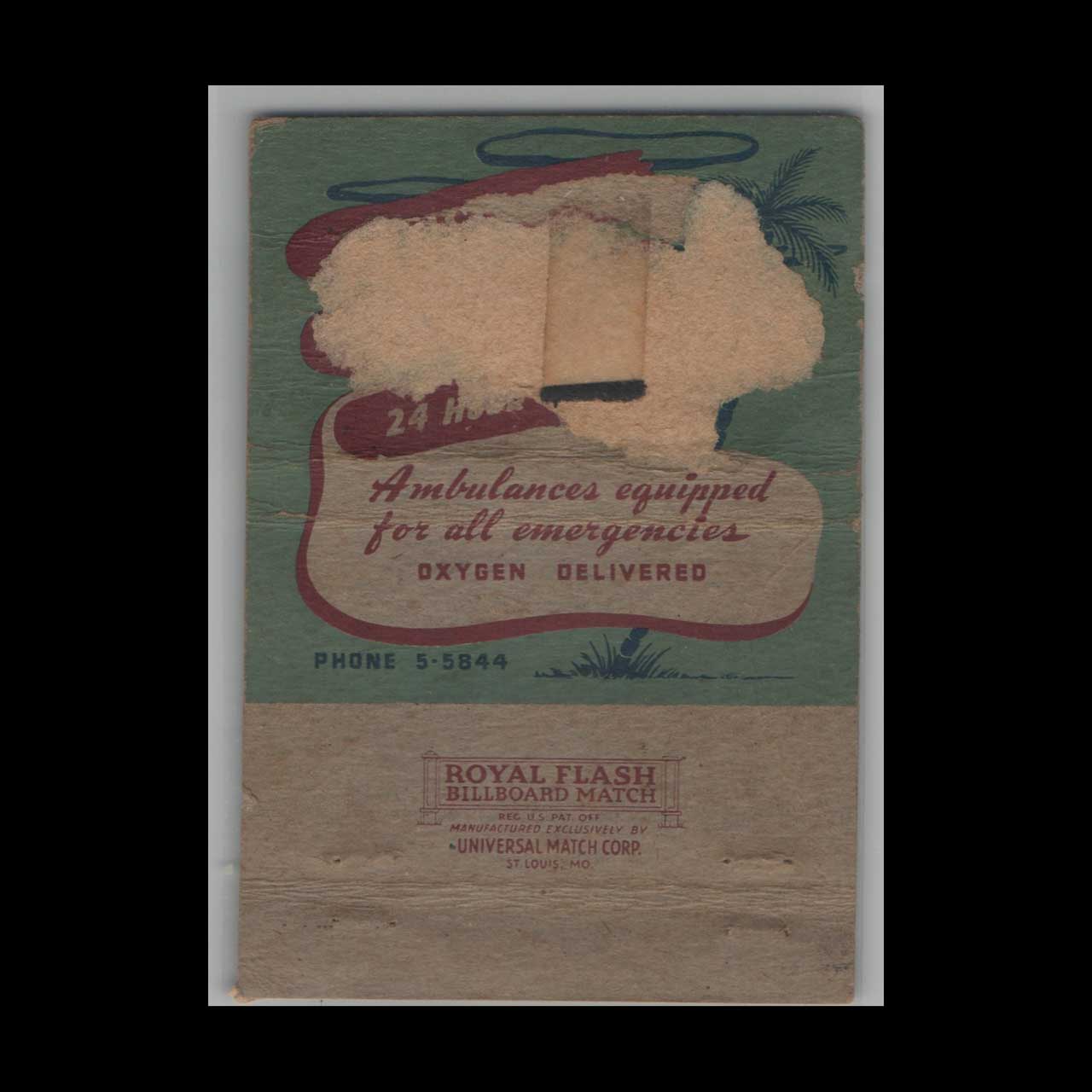 Beach Ambulance Service Miami Matchbook Cover Beach Ambulance Service Miami Matchbook Cover