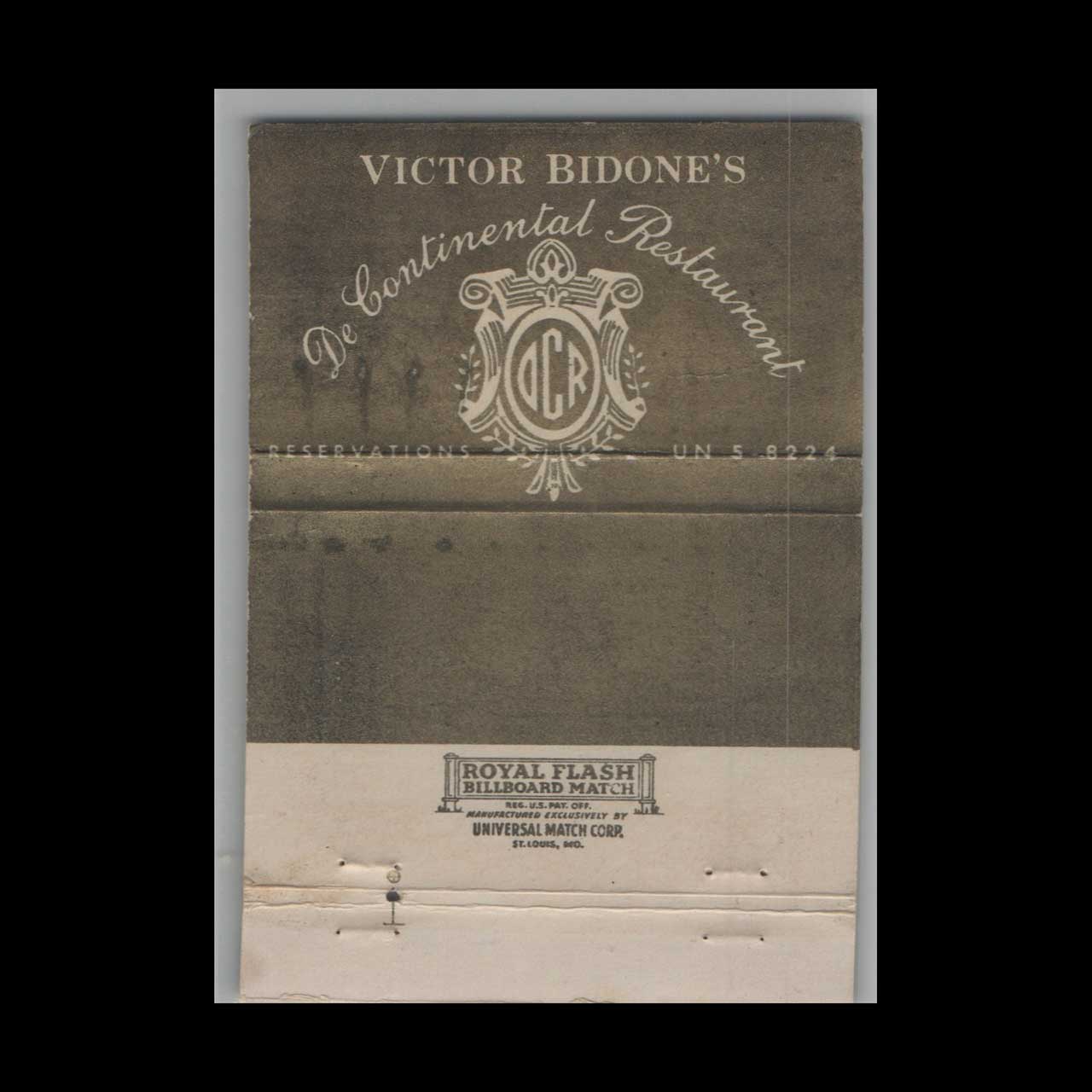 De Continental Restaurant Matchbook Cover Miami Beach De Continental Restaurant Matchbook Cover Miami Beach