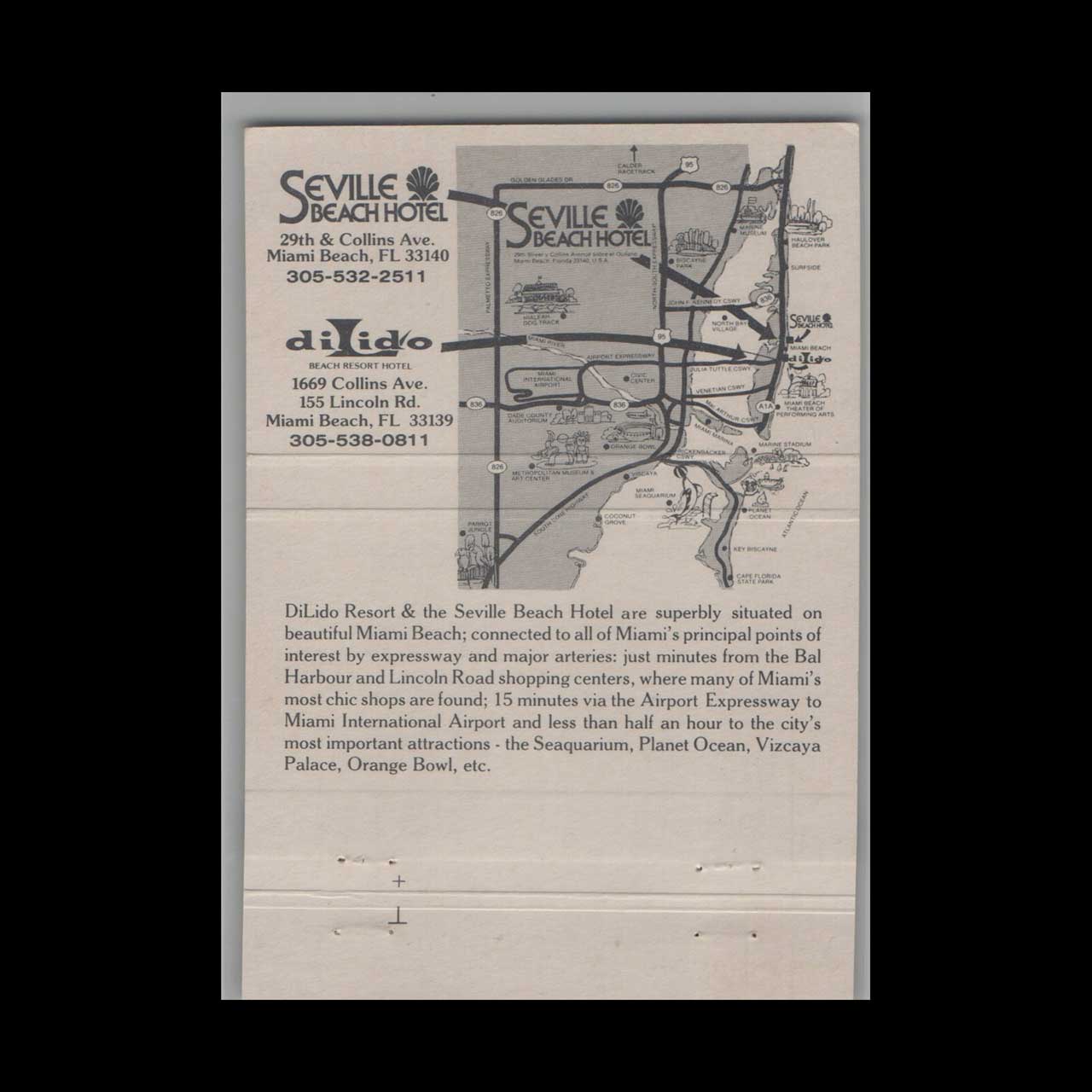 Matchbook Cover Seville Beach Hotel Miami FL Matchbook Cover Seville Beach Hotel Miami FL