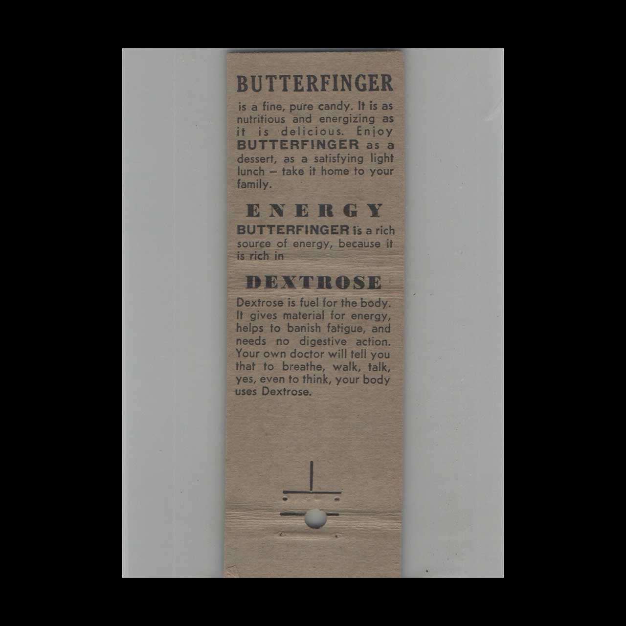 Full Length Matchbook Cover Curtiss Candies Butterfinger Candy Bar Full Length Matchbook Cover Curtiss Candies Butterfinger Candy Bar