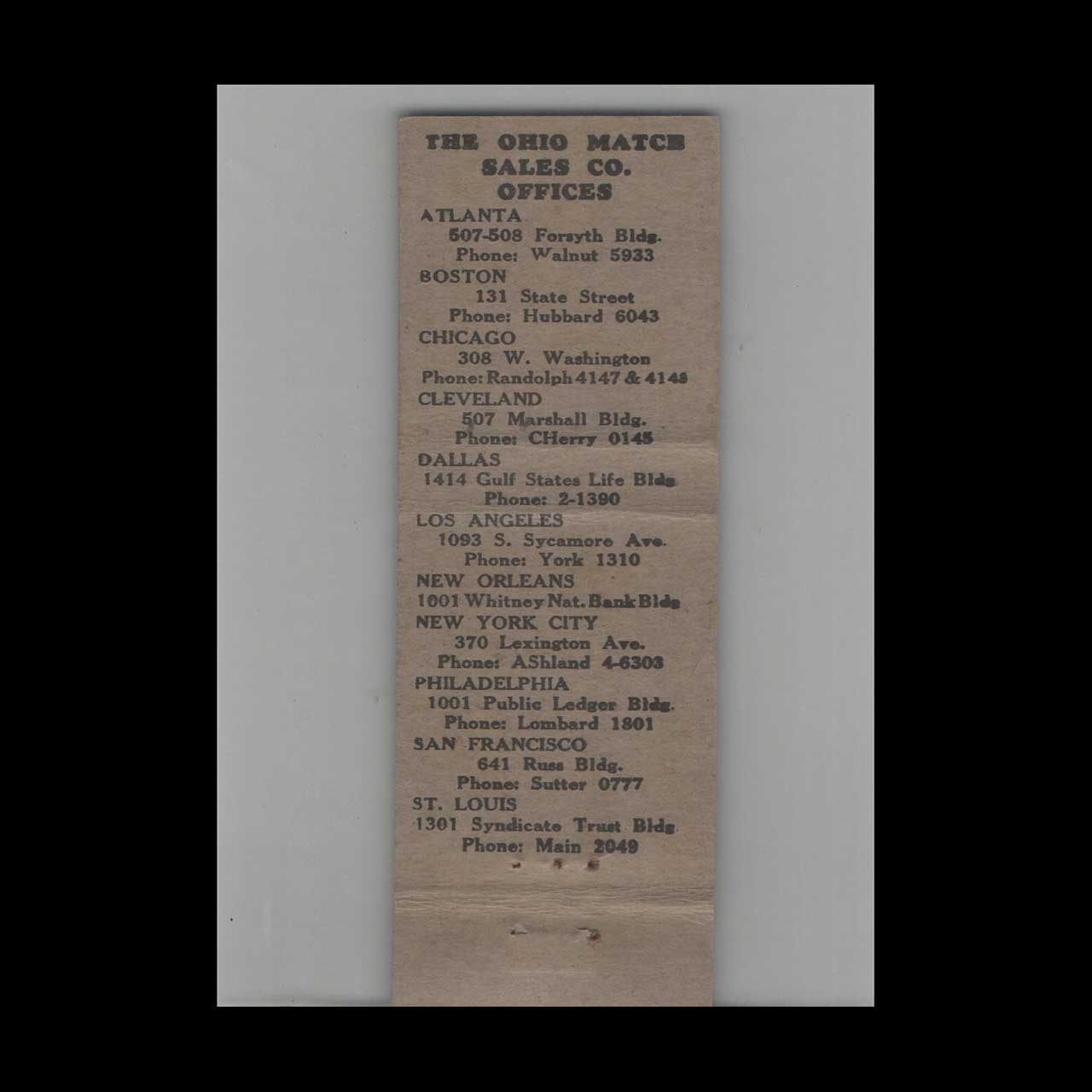 Full Length Matchbook Cover The Ohio Match Co Wadsworth OH Full Length Matchbook Cover The Ohio Match Co Wadsworth OH