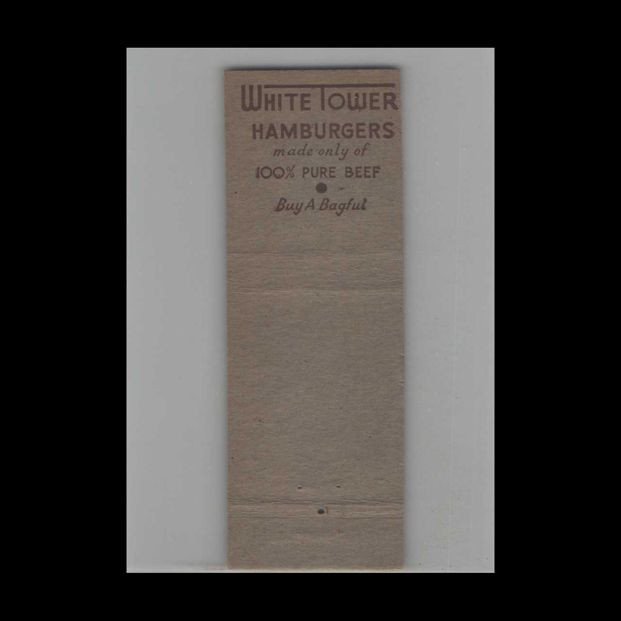 White Tower Coffee & Hamburgers Matchbook Cover White Tower Coffee & Hamburgers Matchbook Cover
