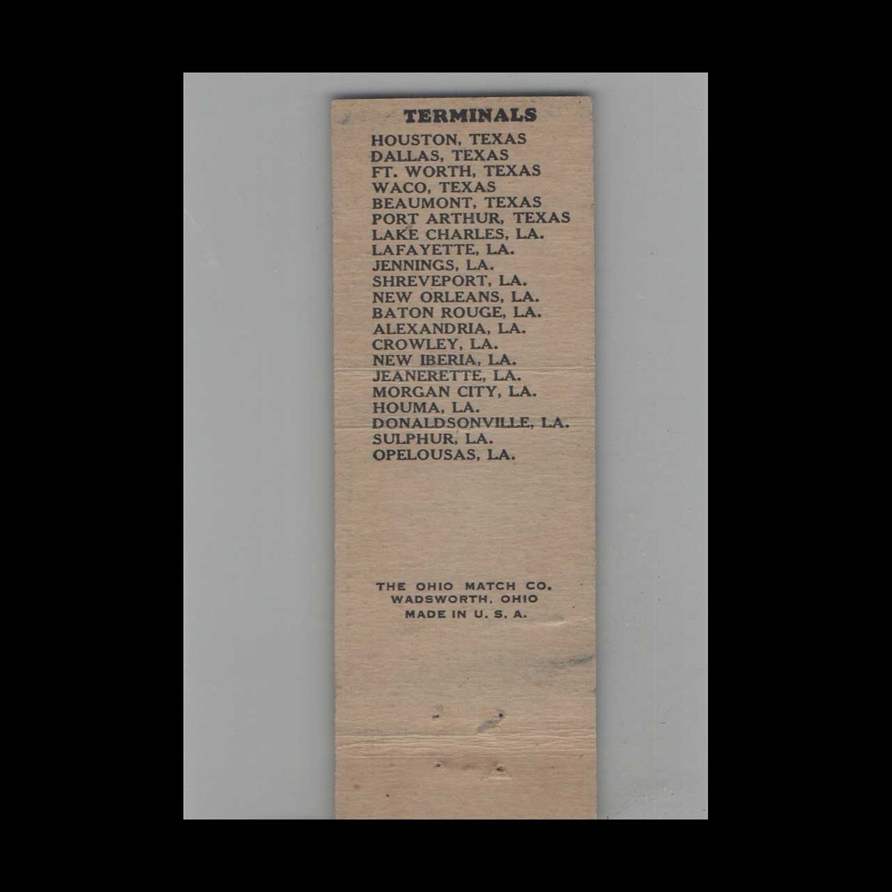 Herrin Transportation Co Fort Worth TX Matchbook Cover Herrin Transportation Co Fort Worth TX Matchbook Cover