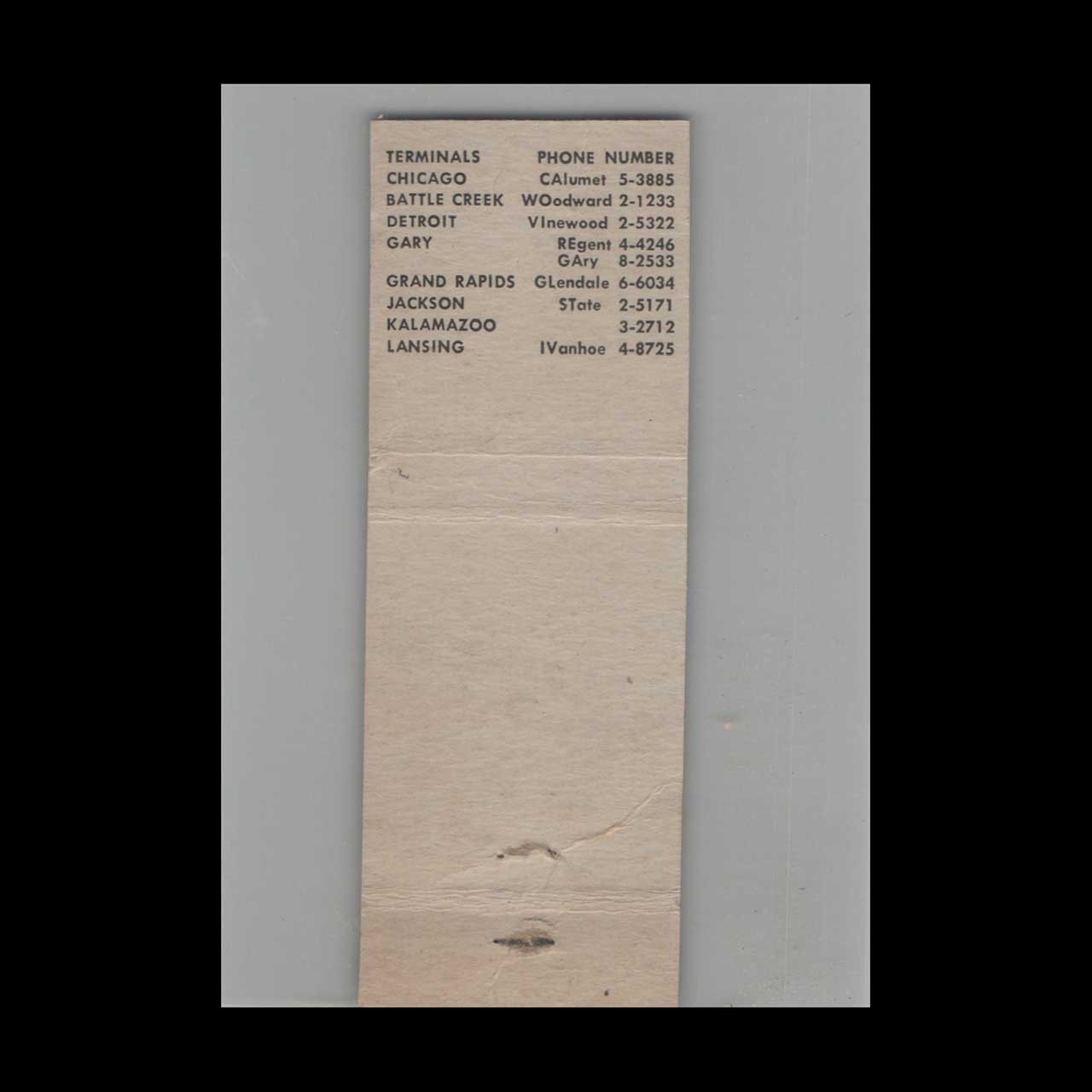 HI WAY Freight System Matchbook Cover Chicago IL HI WAY Freight System Matchbook Cover Chicago IL