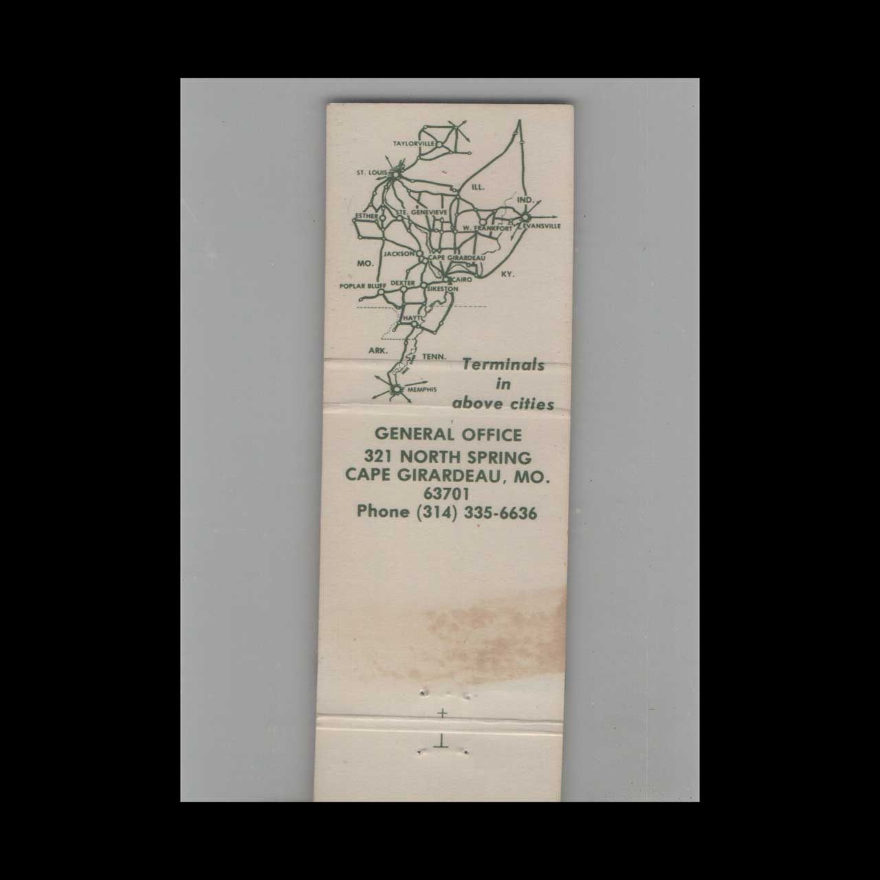 Inman Freight System Inc Matchbook Cover Cap Girardeau MO Inman Freight System Inc Matchbook Cover Cap Girardeau MO