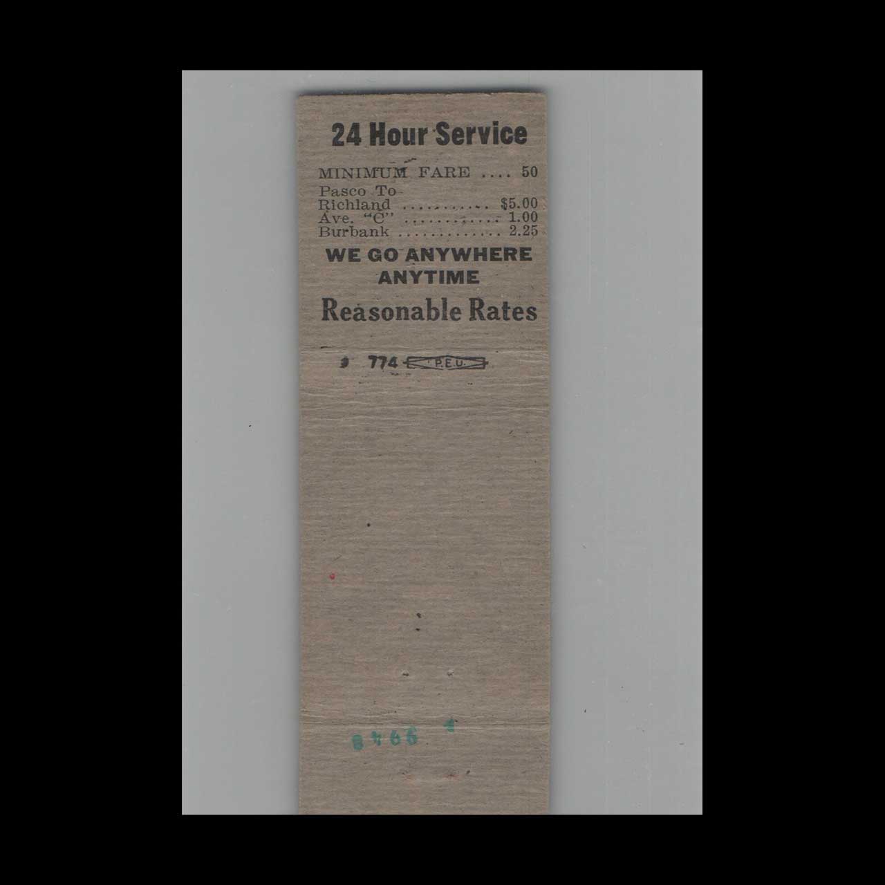 Matchbook Cover Royal Cab Pasco WA #2 Matchbook Cover Royal Cab Pasco WA #2