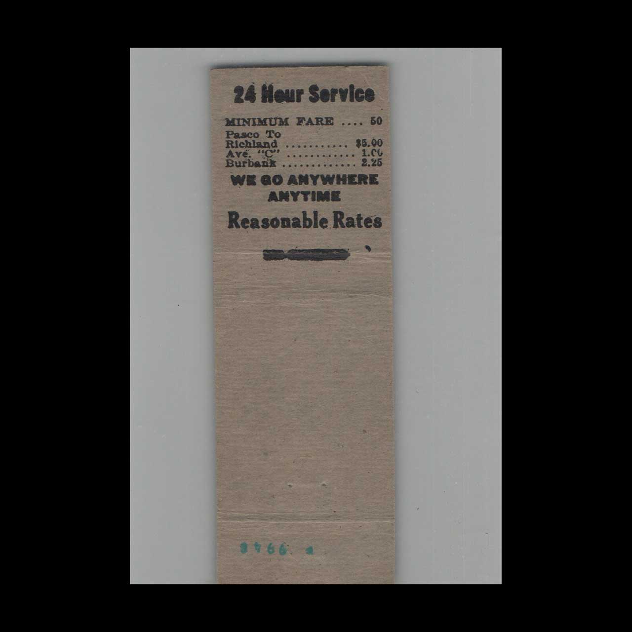 Matchbook Cover Royal Cab Pasco WA #3 Matchbook Cover Royal Cab Pasco WA #3