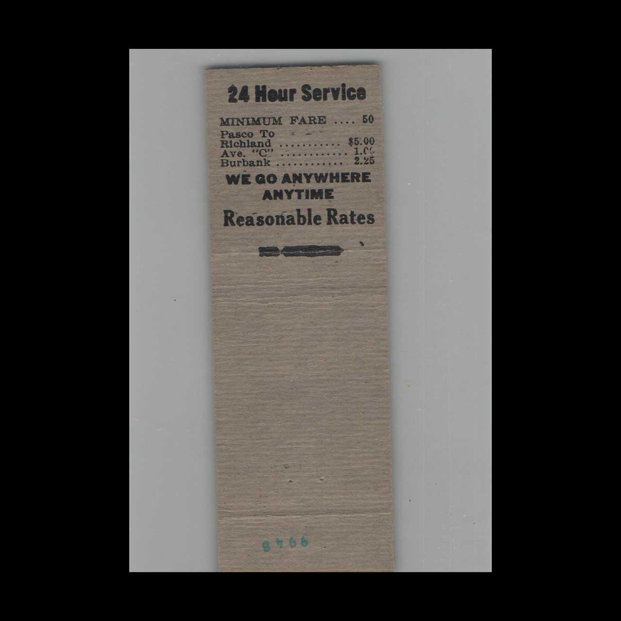 Matchbook Cover Royal Cab Pasco WA #4 Matchbook Cover Royal Cab Pasco WA #4