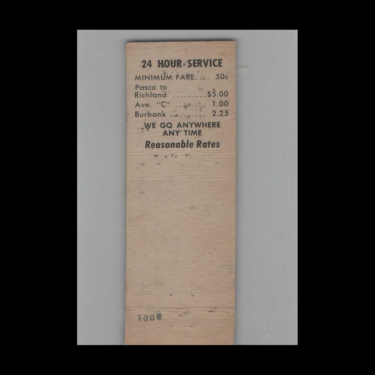 Matchbook Cover Royal Cab Pasco WA Matchbook Cover Royal Cab Pasco WA