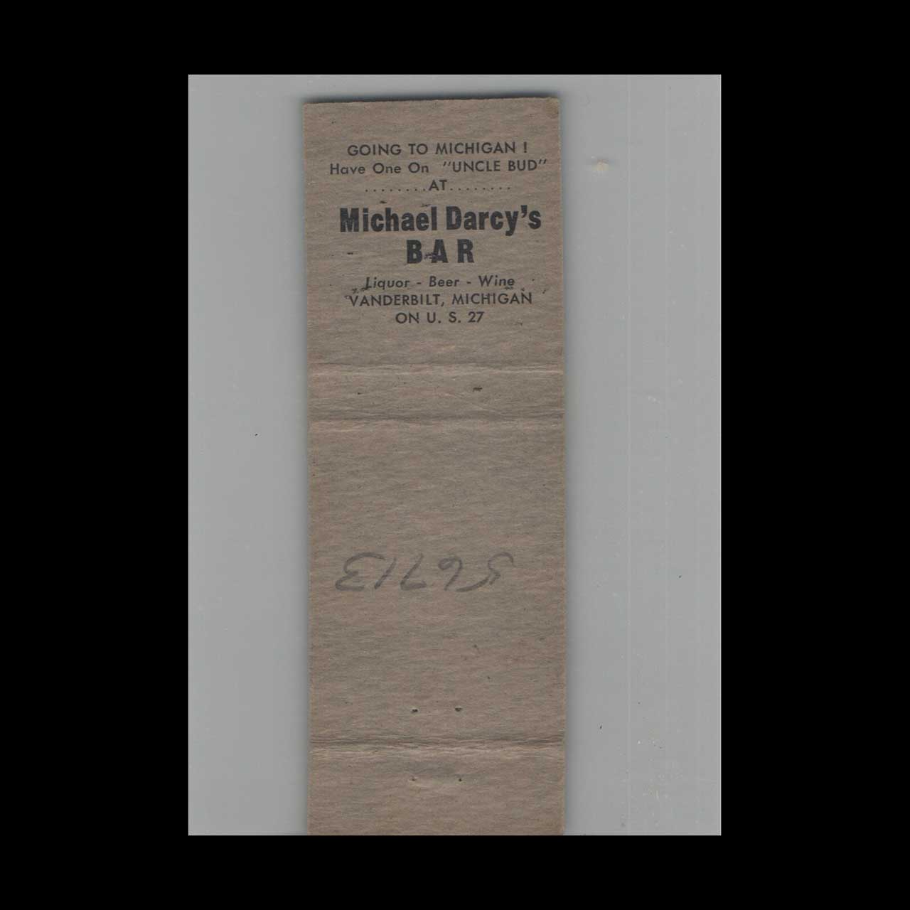 Matchbook Cover Uncle Buds Tavern Argyle MN Matchbook Cover Uncle Buds Tavern Argyle MN