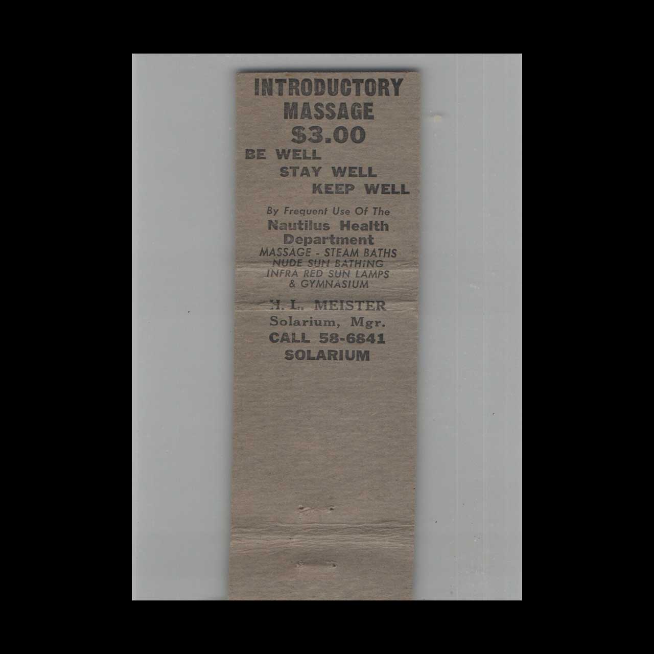 Matchbook Cover Nautilus Hotel Miami Beach FL Matchbook Cover Nautilus Hotel Miami Beach FL