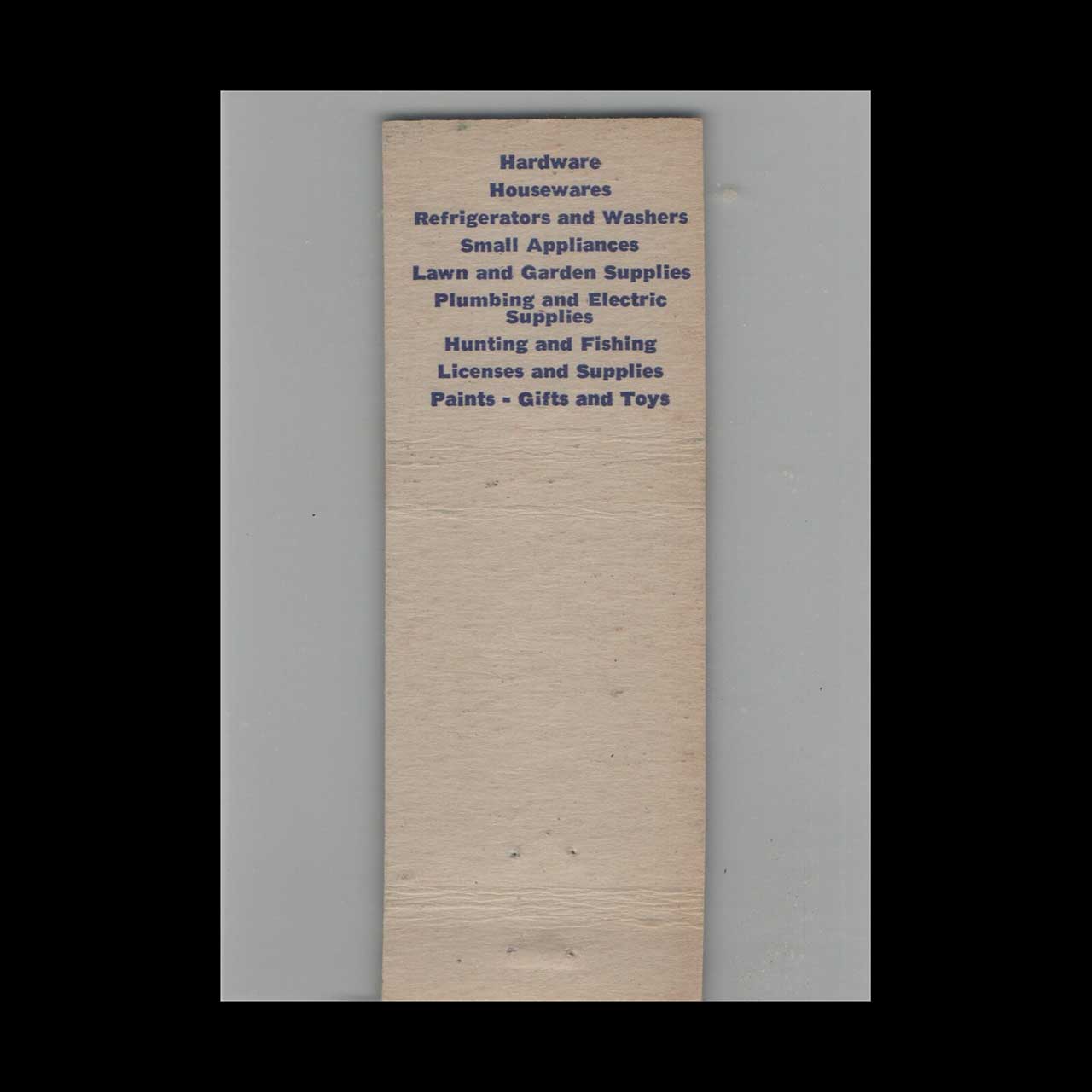 Matchbook Cover Delhi Hardware Holt MI #1 Matchbook Cover Delhi Hardware Holt MI #1