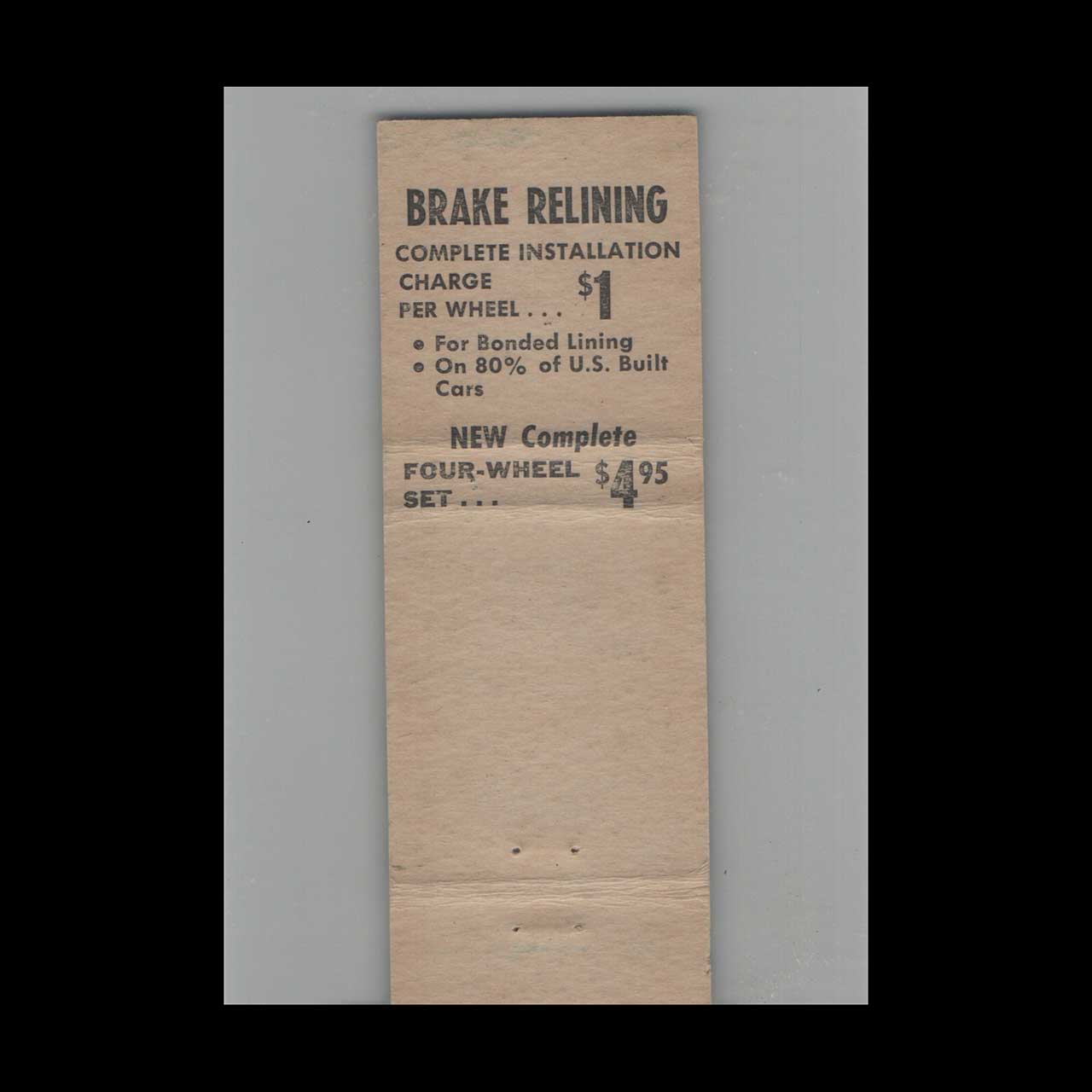 Matchbook Cover Speedy Road Service Guarantee Garage Venice CA Matchbook Cover Speedy Road Service Guarantee Garage Venice CA