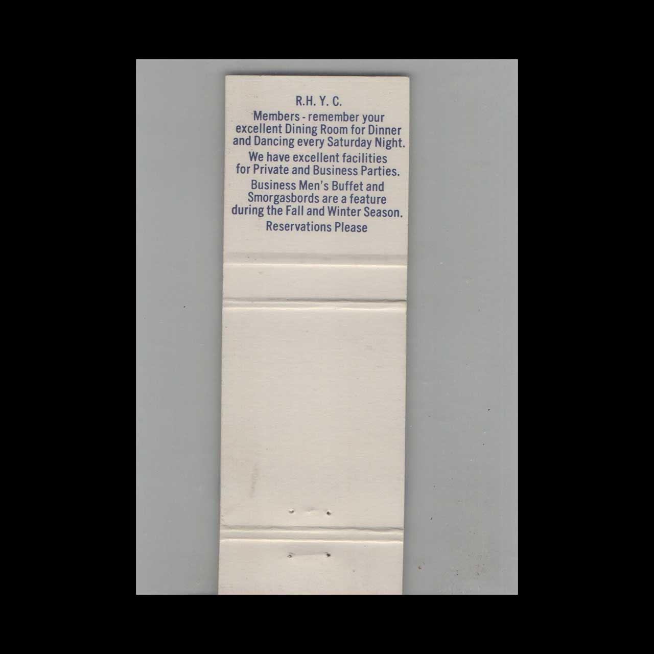 Royal Hamilton Yacht Club Matchbook Cover ON Royal Hamilton Yacht Club Matchbook Cover ON