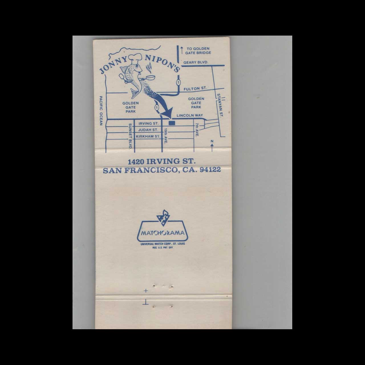 Jonny Nipons Seafood Restaurant Matchbook Cover SF Jonny Nipons Seafood Restaurant Matchbook Cover SF