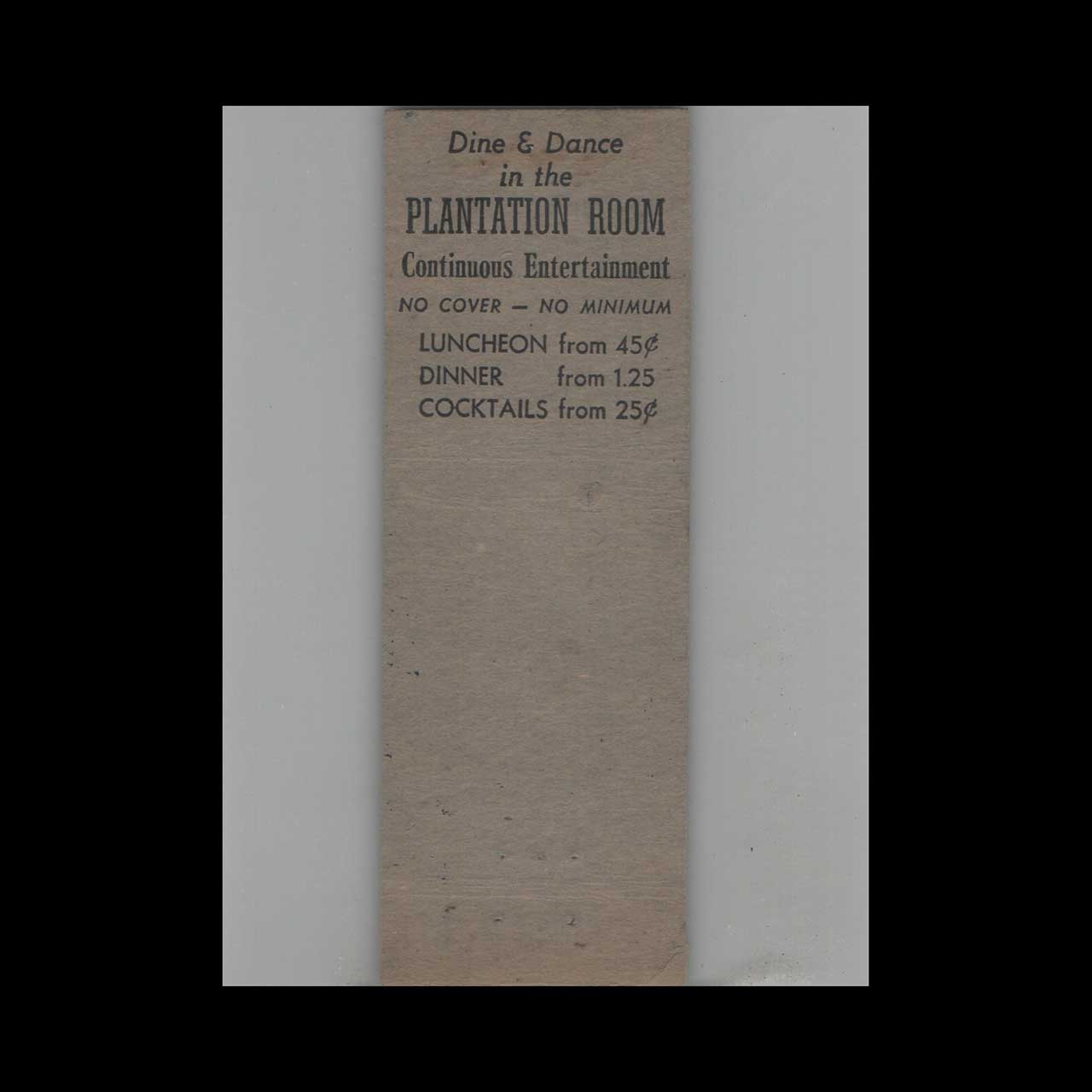 Matchbook Cover Hotel Dixie New York NY #6 Matchbook Cover Hotel Dixie New York NY #6