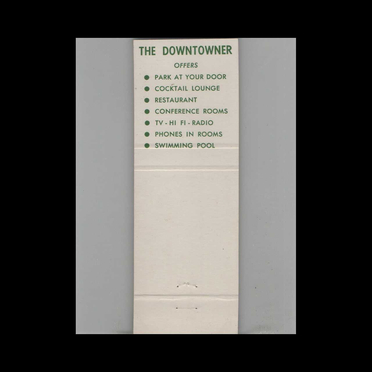 Matchbook Cover The Downtowner Motor Hotel Lexington KY Matchbook Cover The Downtowner Motor Hotel Lexington KY