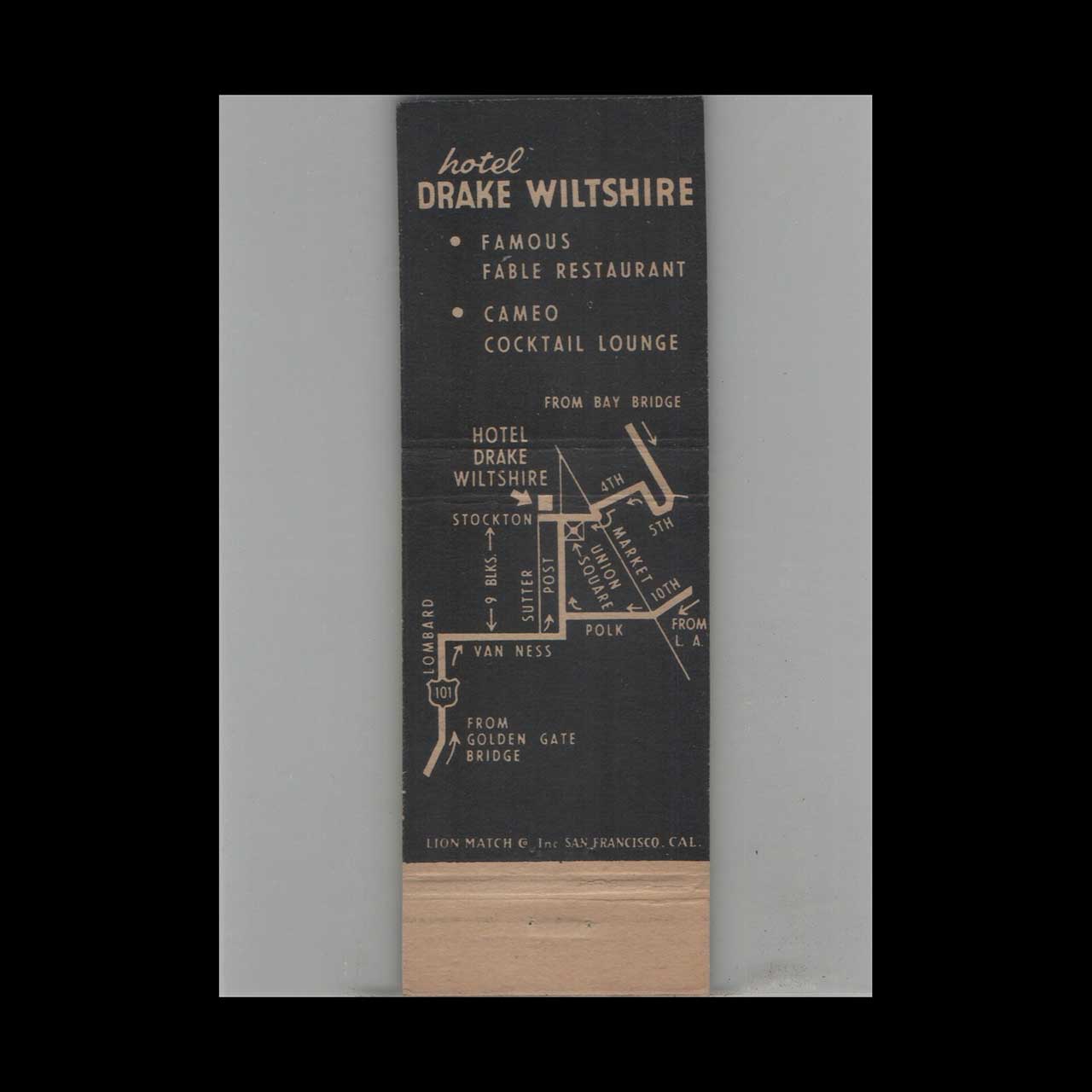 Matchbook Cover Hotel Drake Wiltshire San Francisco CA #5 Matchbook Cover Hotel Drake Wiltshire San Francisco CA #5