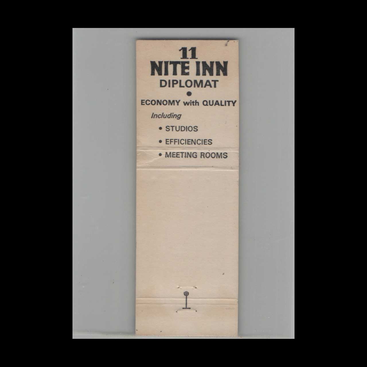 Matchbook Cover Nite Inn Diplomat Orlando FL Matchbook Cover Nite Inn Diplomat Orlando FL