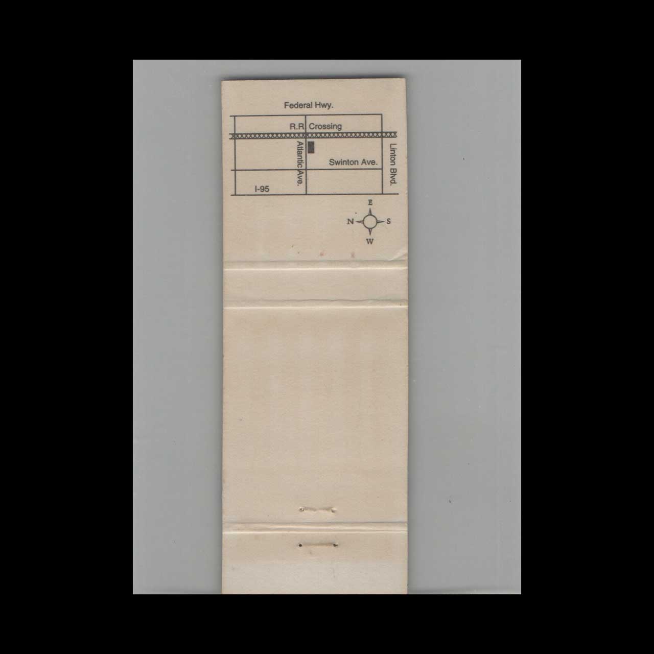 Hoot Toot & Whistle Lounge Matchbook Cover Delray Beach Hoot Toot & Whistle Lounge Matchbook Cover Delray Beach