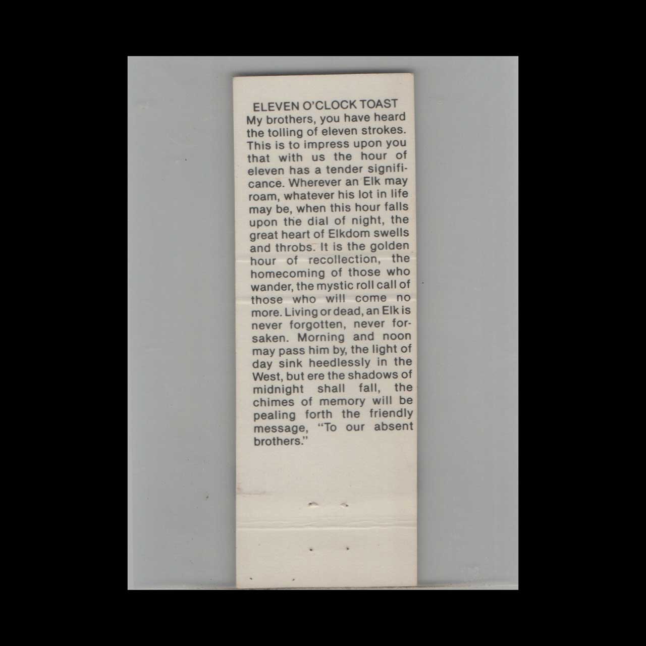 BPOE Elks Lodge 2599 Clovis CA Matchbook Cover BPOE Elks Lodge 2599 Clovis CA Matchbook Cover