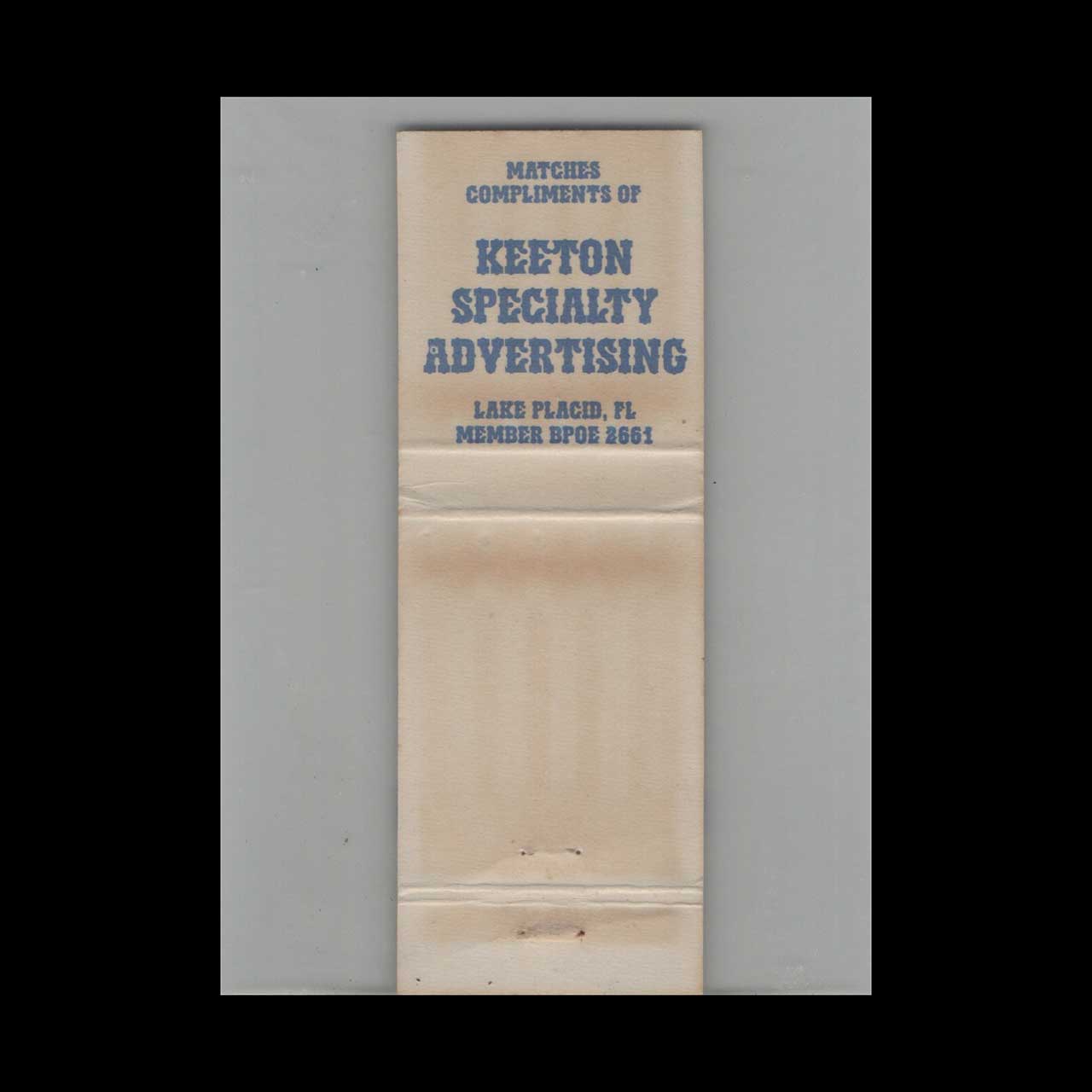 BPOE Elks Lodge 2661 Lake Placid FL Matchbook Cover BPOE Elks Lodge 2661 Lake Placid FL Matchbook Cover