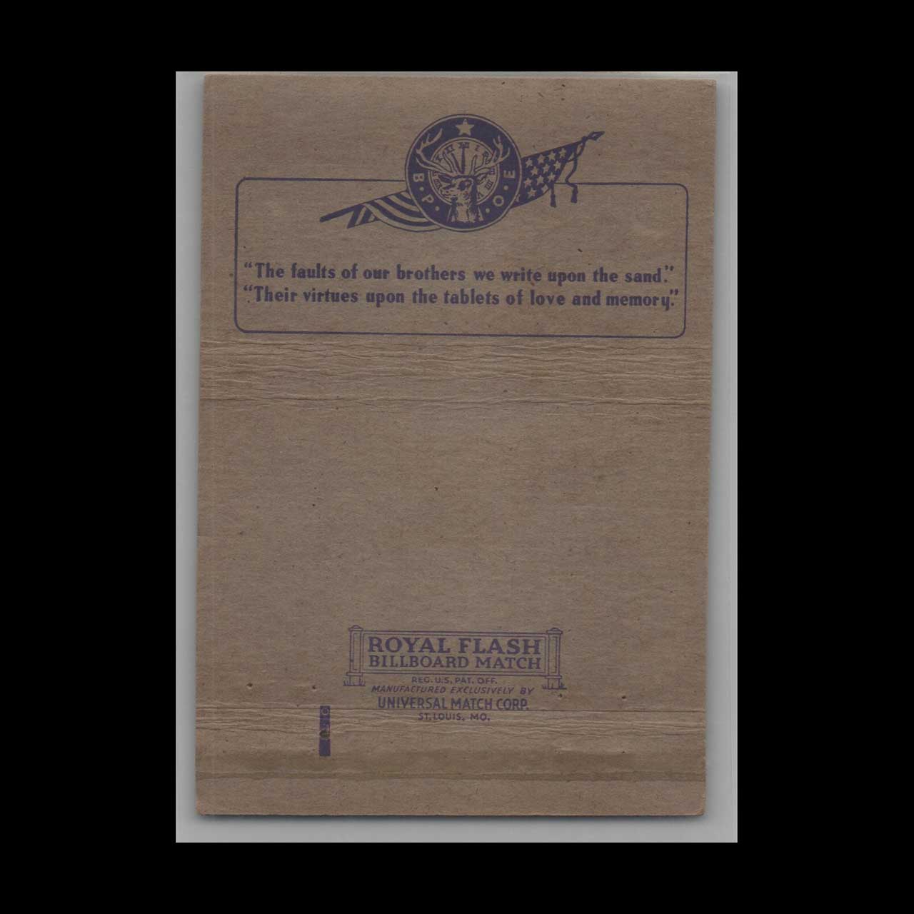 BPOE Elks Lodge 902 Matchbook Cover Holyoke MA BPOE Elks Lodge 902 Matchbook Cover Holyoke MA