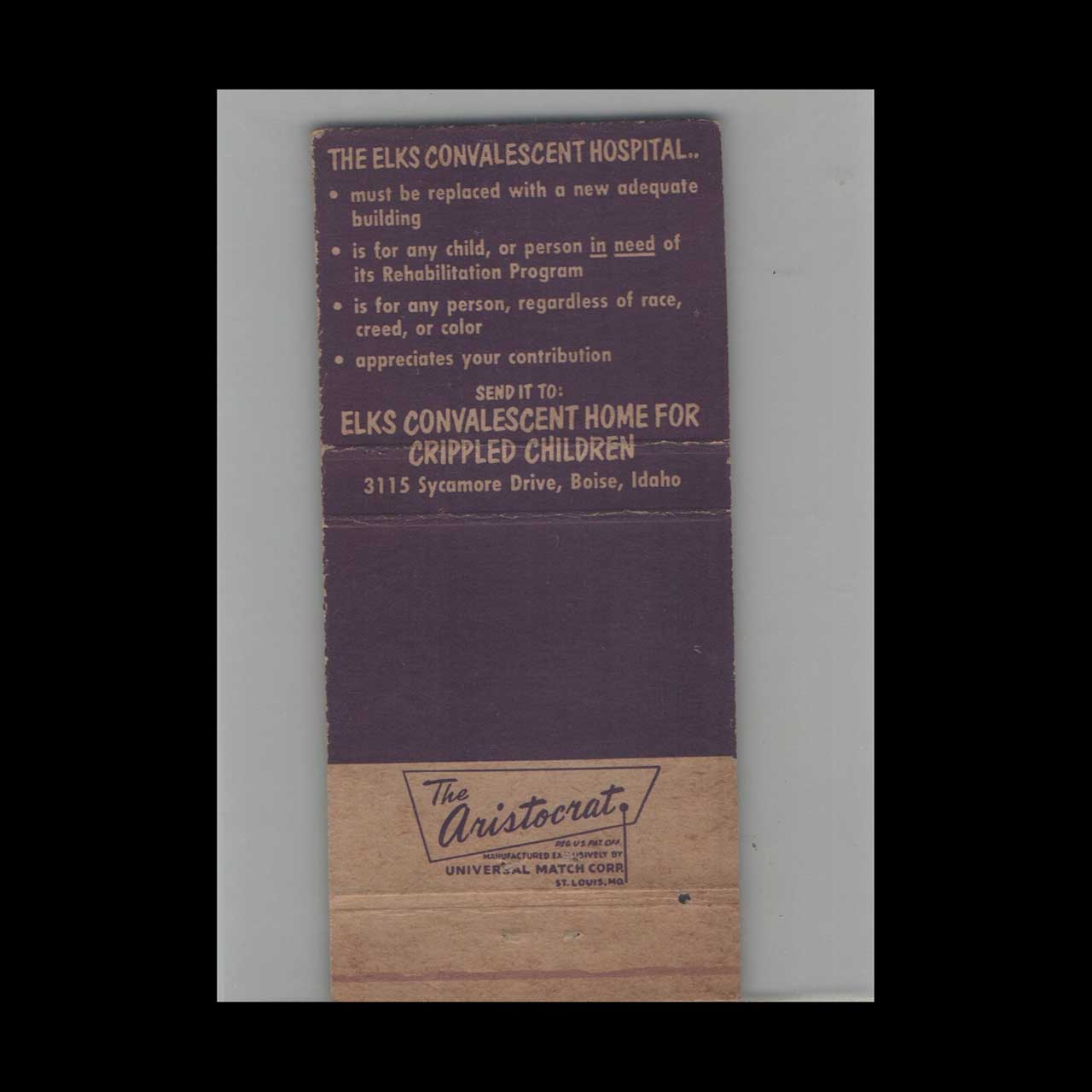 BPOE Elks Lodge 310 Boise ID Matchbook Cover BPOE Elks Lodge 310 Boise ID Matchbook Cover