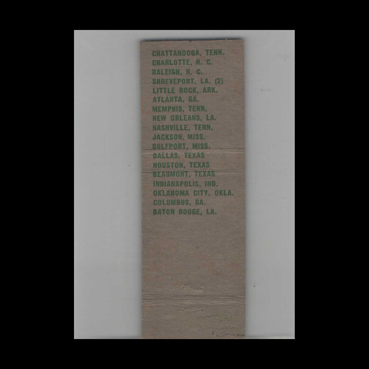 Full Length Matchbook Cover Alamo Plaza Hotel Courts Gulfport MS Full Length Matchbook Cover Alamo Plaza Hotel Courts Gulfport MS