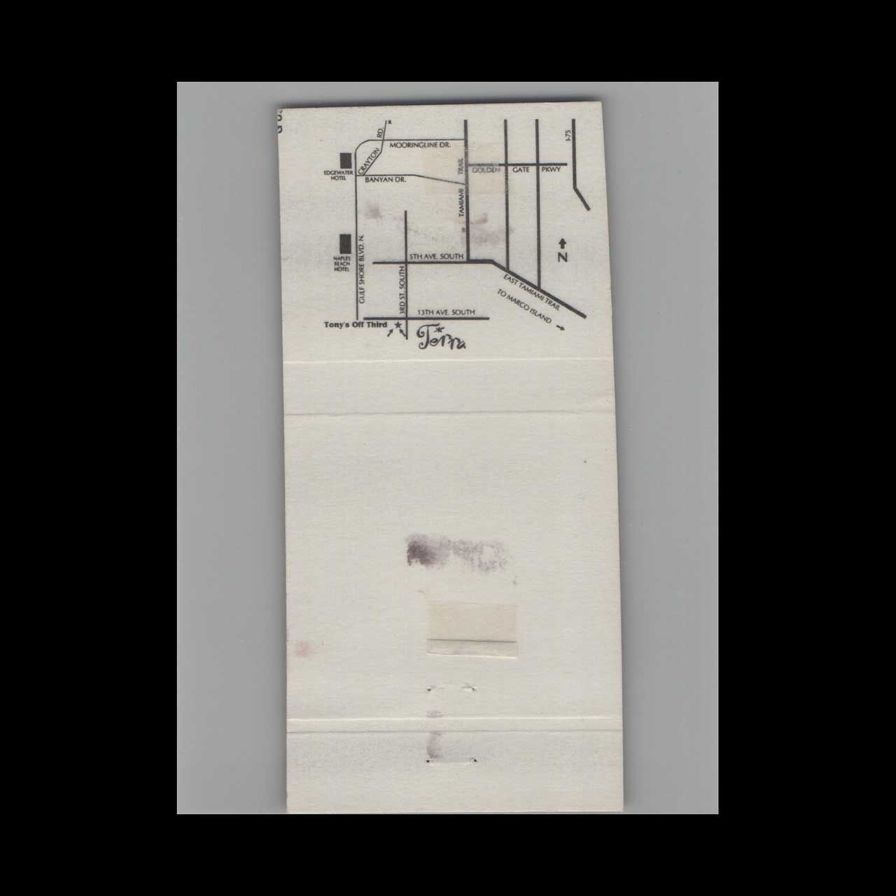 Terra Third Street Grill Naples FL Matchbook Cover Terra Third Street Grill Naples FL Matchbook Cover