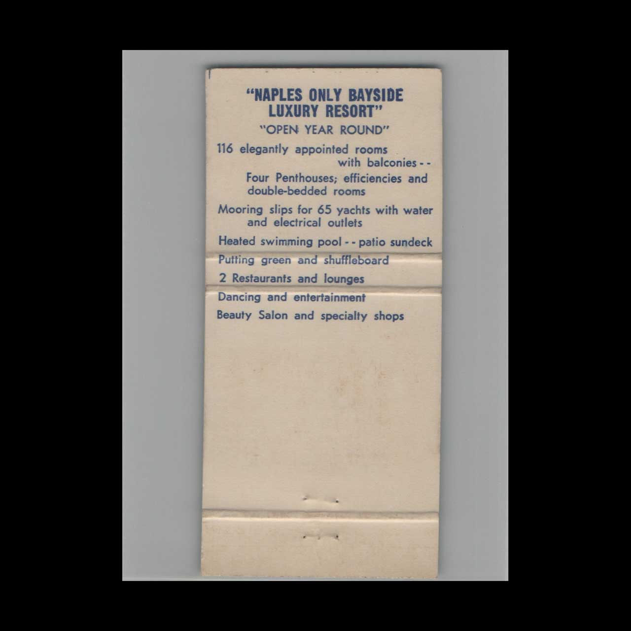 Matchbook Cover The Cove Inn Naples FL Matchbook Cover The Cove Inn Naples FL