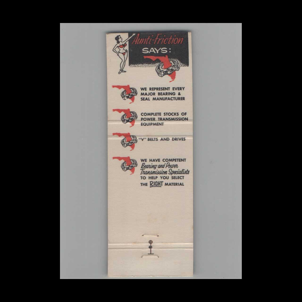 Matchbook Cover Florida Bearings Inc Fort Lauderdale FL Matchbook Cover Florida Bearings Inc Fort Lauderdale FL