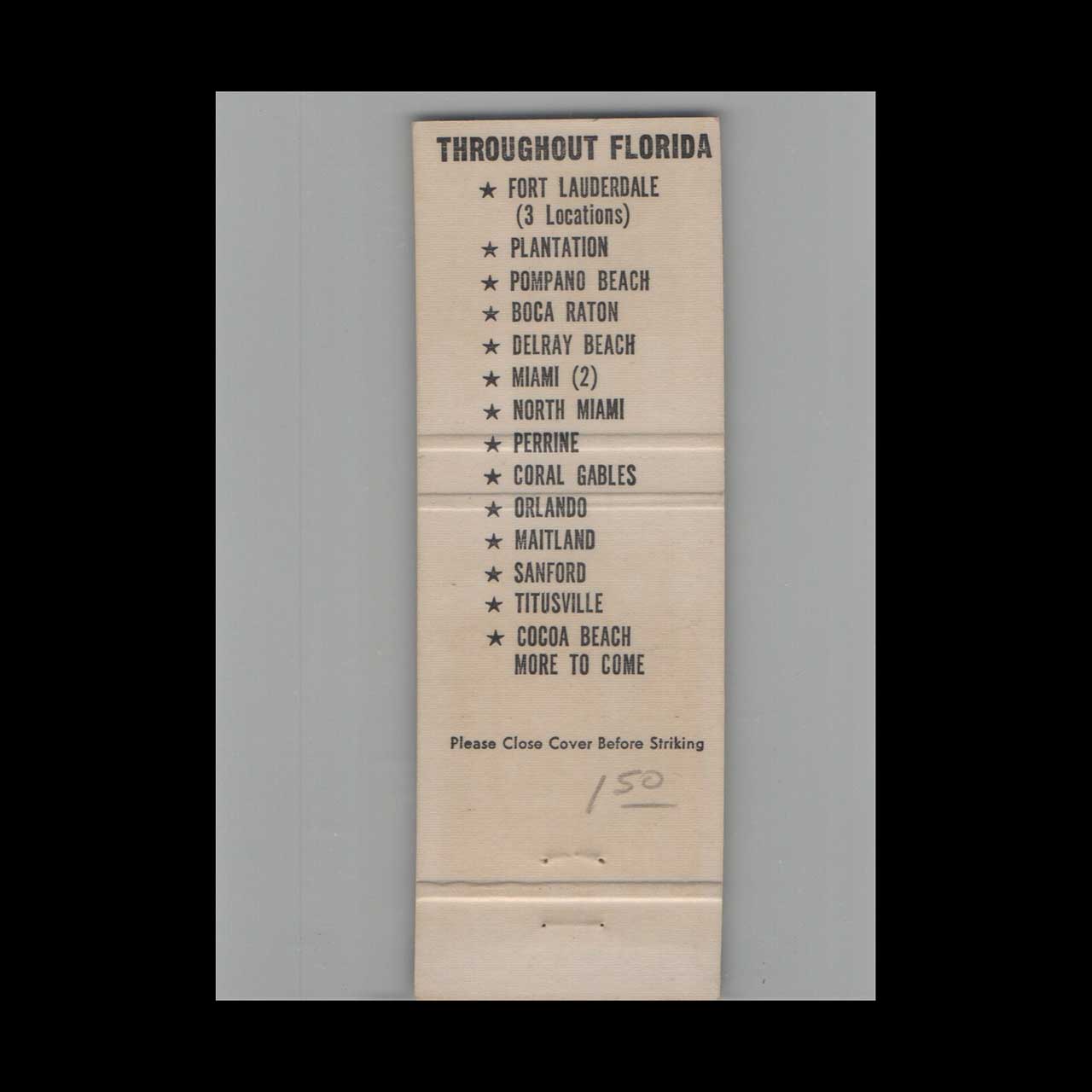 Ranch House Restaurant Matchbook Cover Ft Lauderdale FL Ranch House Restaurant Matchbook Cover Ft Lauderdale FL