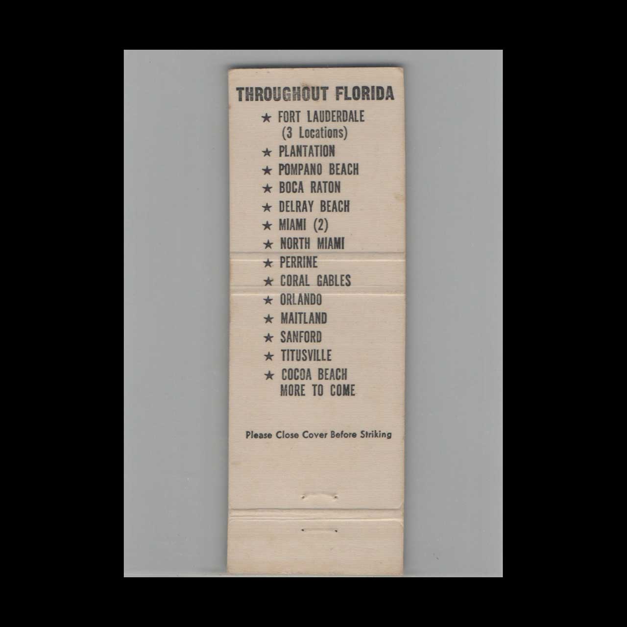 Ranch House Restaurant Matchbook Cover Ft Lauderdale FL Ranch House Restaurant Matchbook Cover Ft Lauderdale FL