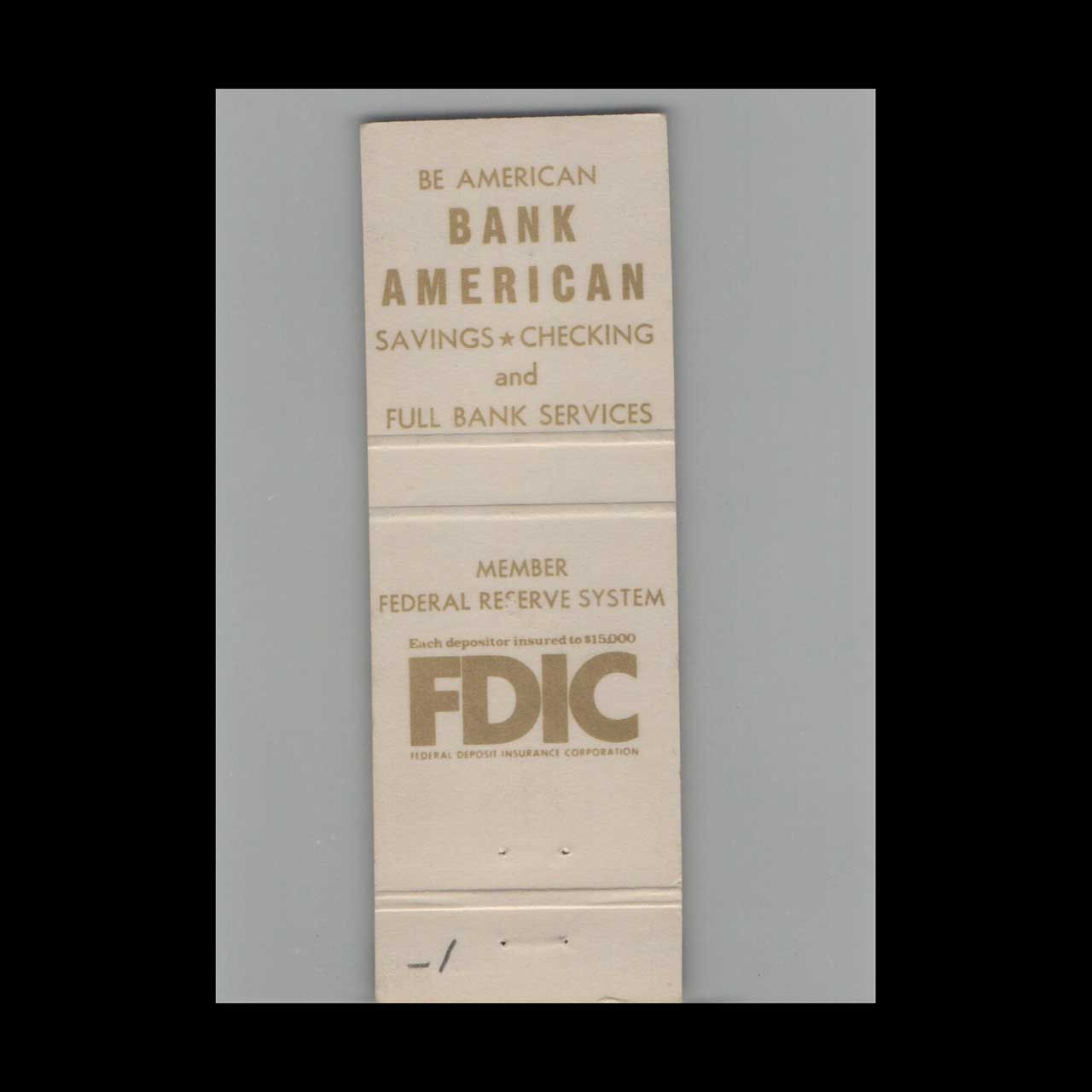 Matchbook Cover Sunrise American National Bank Ft Lauderdale FL Matchbook Cover Sunrise American National Bank Ft Lauderdale FL