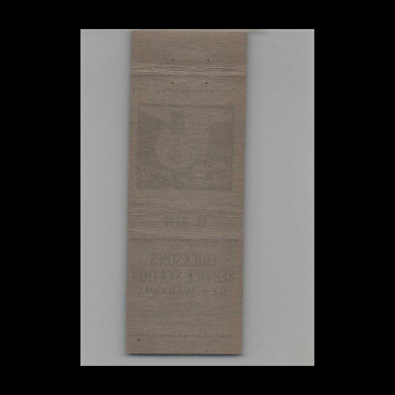 Ericksons Service Station Matchbook Cover St Paul MN Ericksons Service Station Matchbook Cover St Paul MN