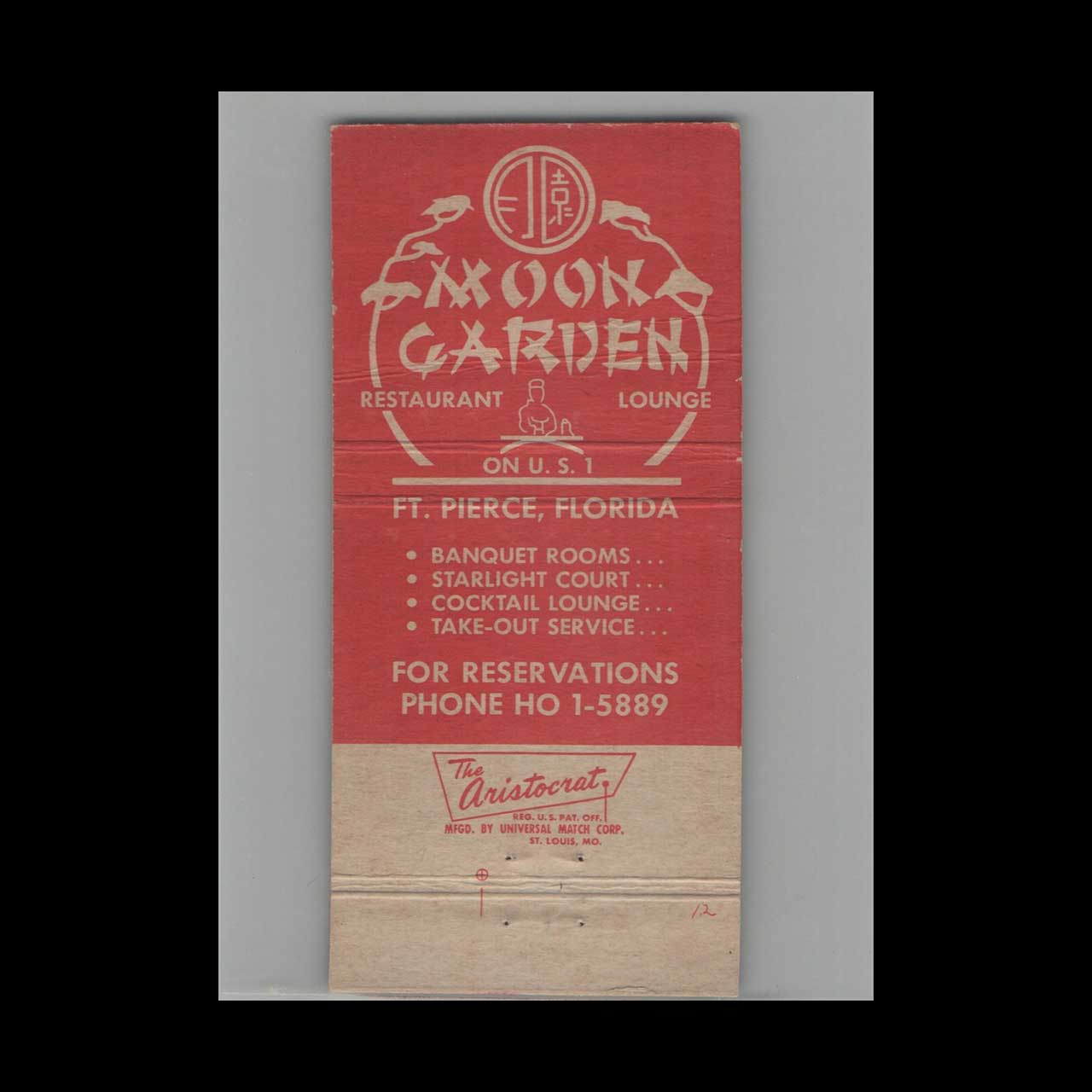Moon Garden Matchbook Cover Fort Pierce FL Moon Garden Matchbook Cover Fort Pierce FL