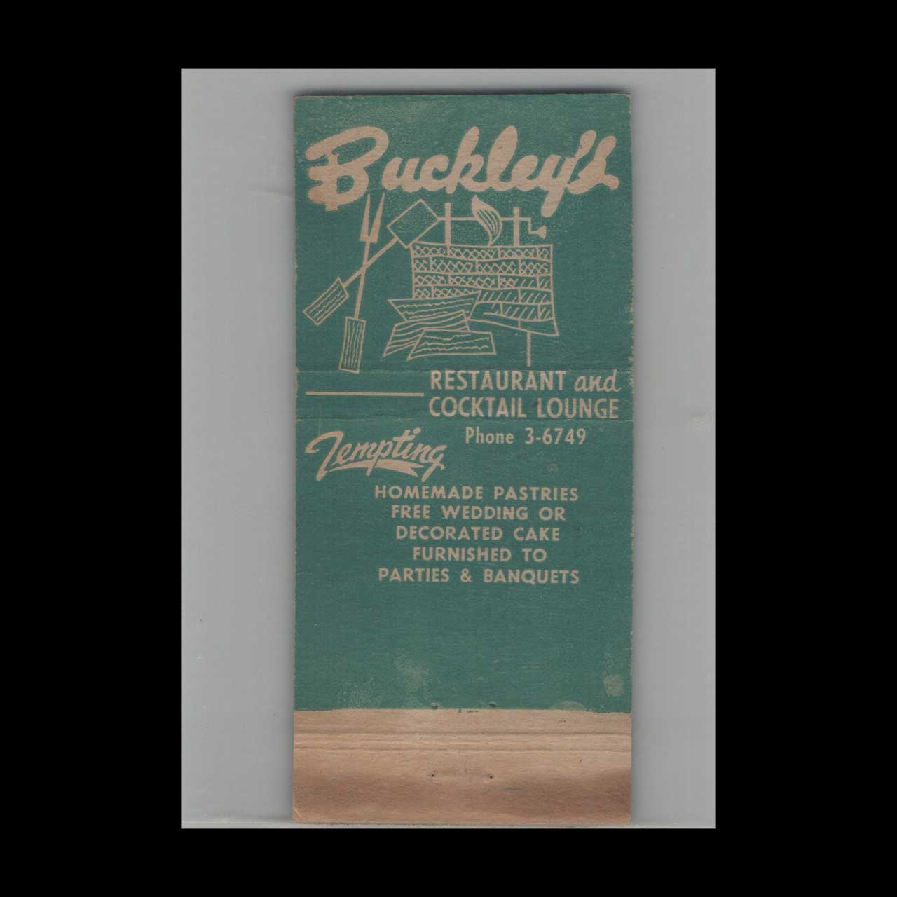 Matchbook Cover Buckleys Restaurant and Cocktail Lounge Clearwater Beach FL Matchbook Cover Buckleys Restaurant and Cocktail Lounge Clearwater Beach FL