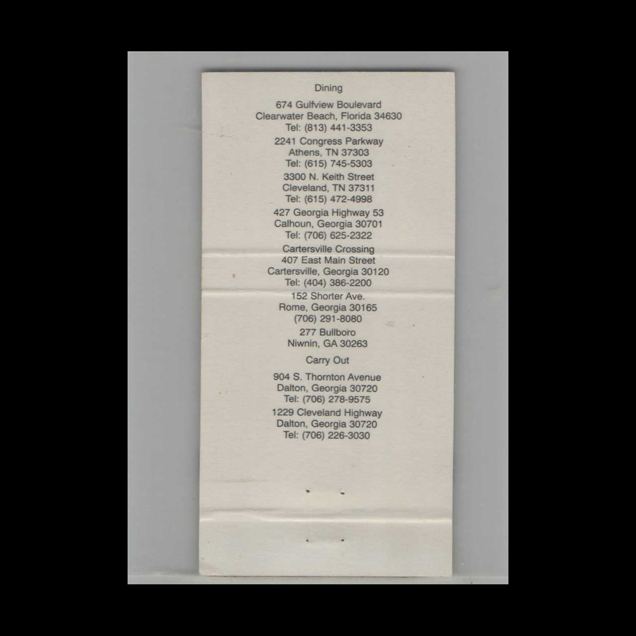 Gondolier Pizza Matchbook Cover Clearwater Beach FL Gondolier Pizza Matchbook Cover Clearwater Beach FL