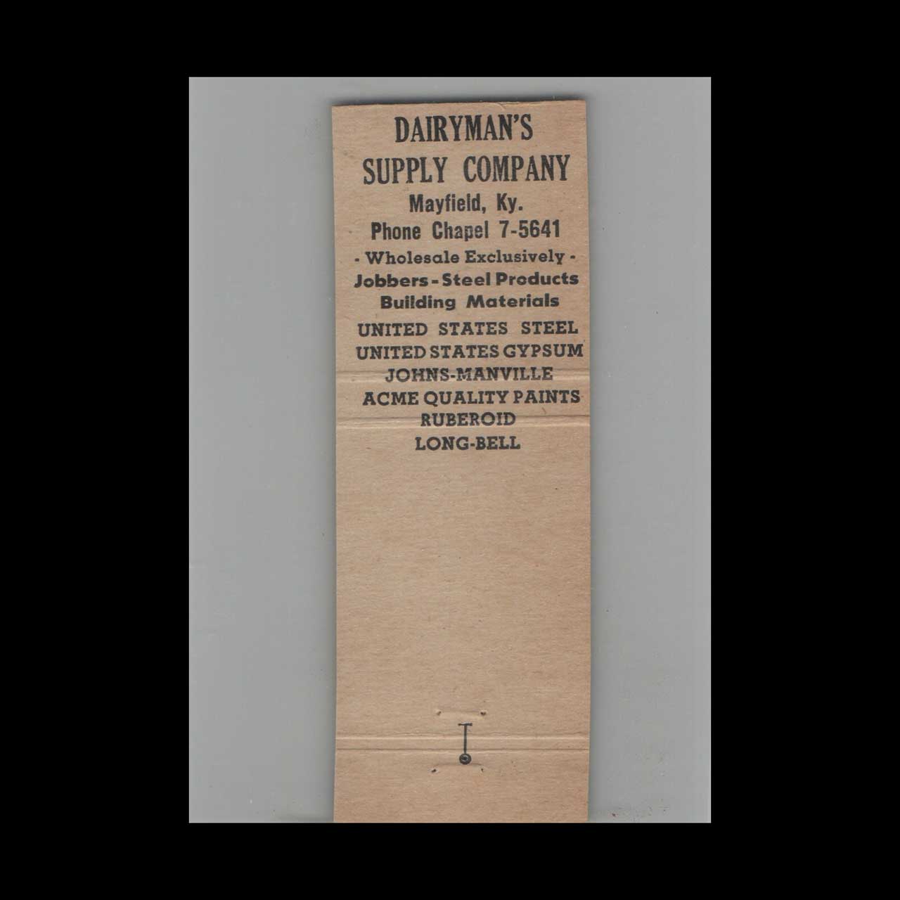 Full Length Matchbook Cover Dairymans Supply Co Mayfield KY Full Length Matchbook Cover Dairymans Supply Co Mayfield KY